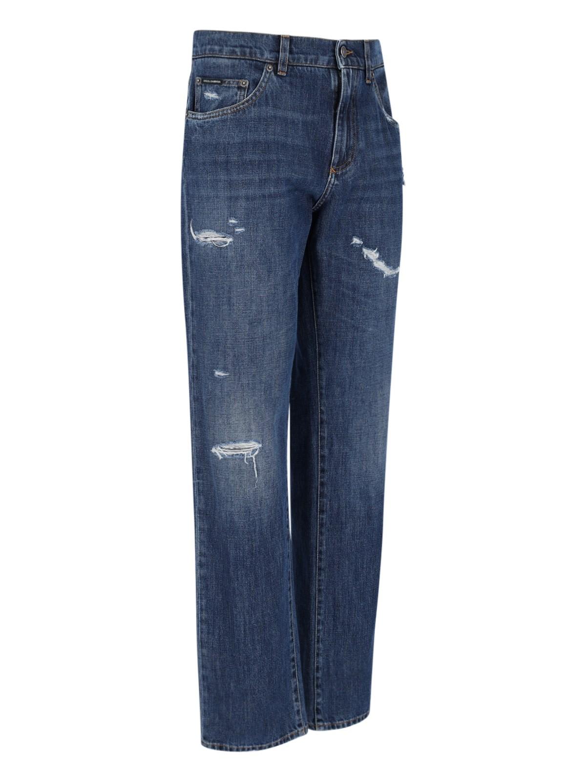 Dolce & Gabbana Destroyed Jeans In Blu