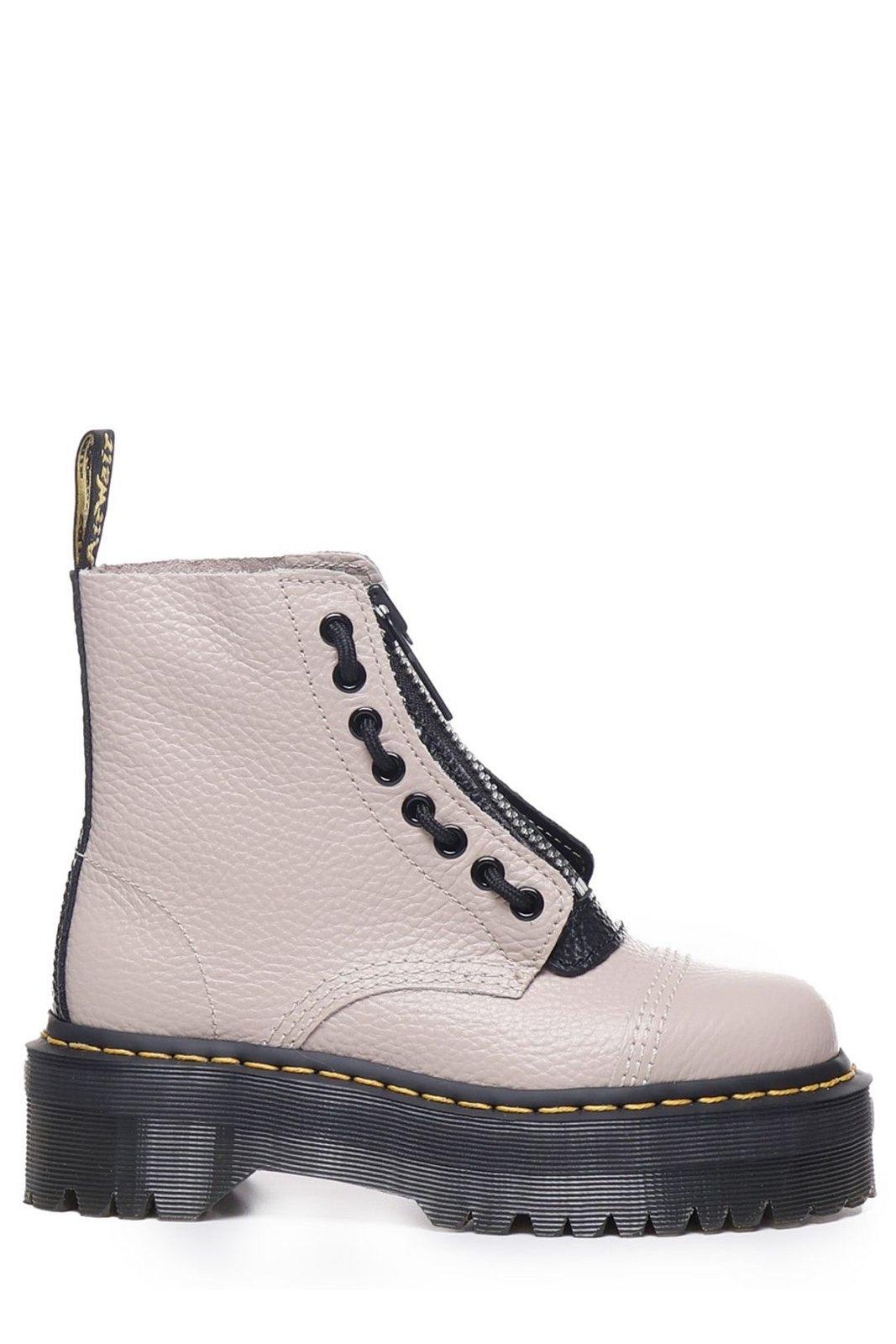 Dr. Martens Sinclair Combat Boots In Taupe Leather