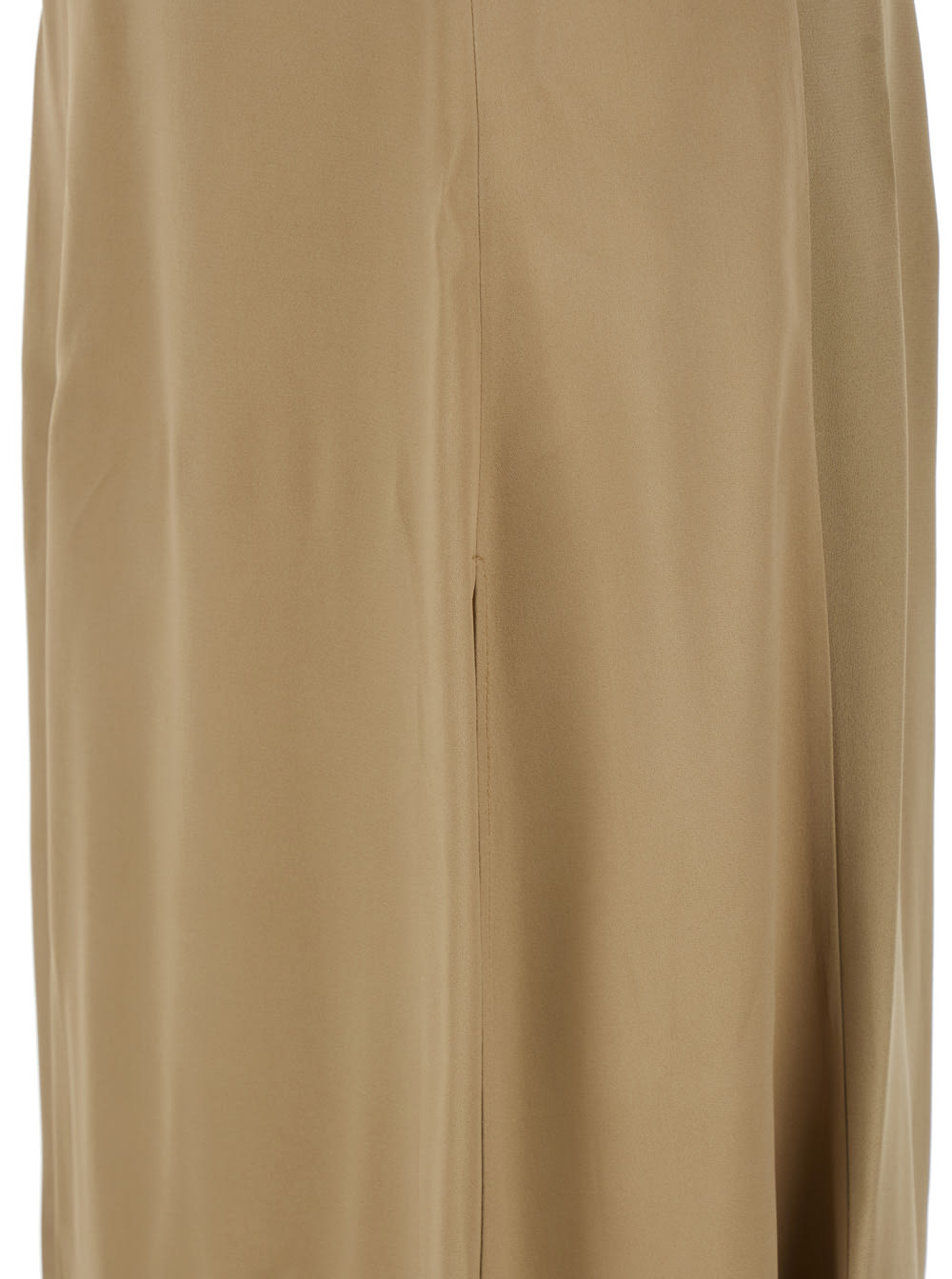 FORTE FORTE BEIGE SLEEVELESS LONG DRESS WITH V NECK AND SINGLE FRONT AND REAR SLIT IN TECH FABRIC WOMAN