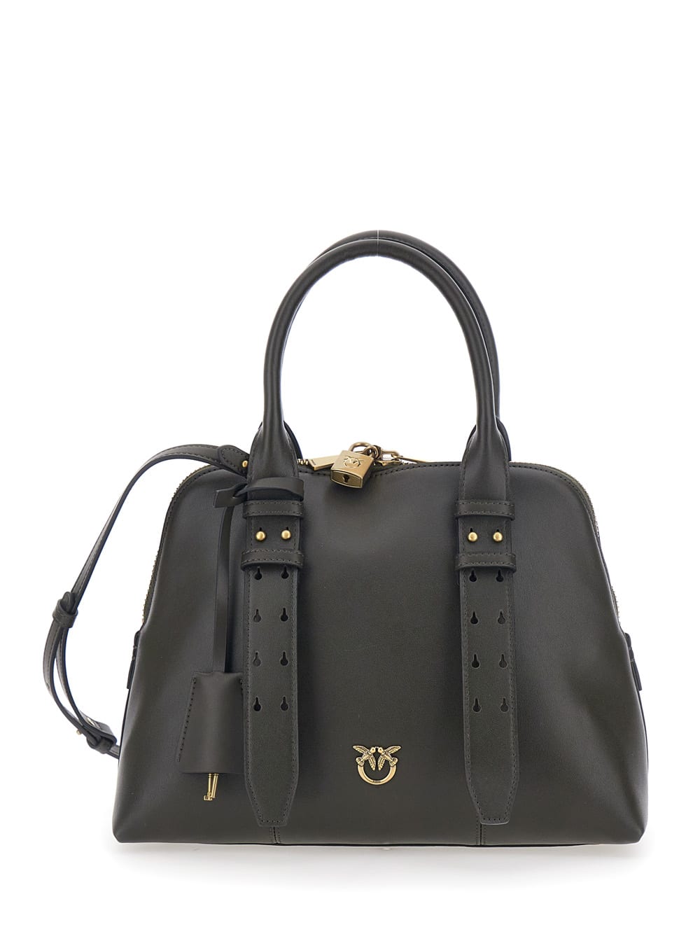 Pinko Green Medium Handbag With Adjustable And Removable Shoulder Strap And Love Birds Logo Plaque On The