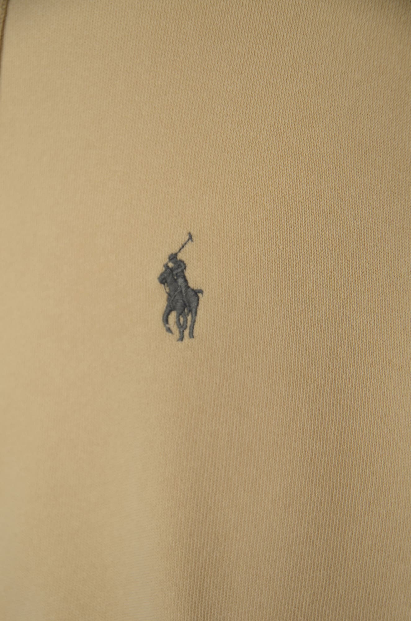 Shop Polo Ralph Lauren Logo Embroidered Zip Hoodie In Khaki