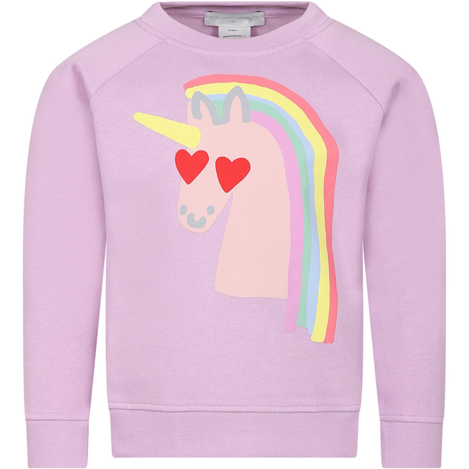 Shop Stella Mccartney Purple Sweatshirt For Girl With Unicorn In Violet