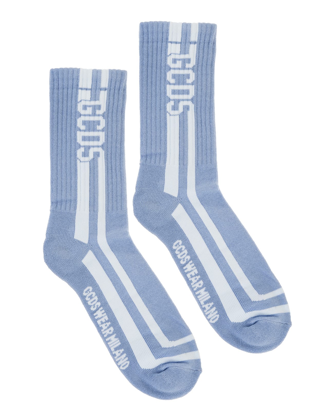 GCDS Woman Light Blue Socks With White Logo