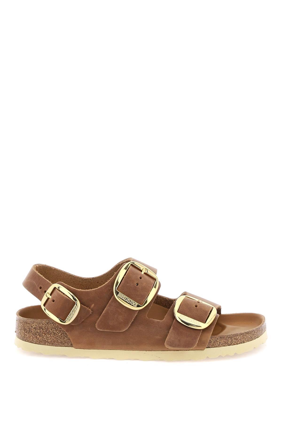 Shop Birkenstock Milano Big Buckle Sandals In Cognac (brown)