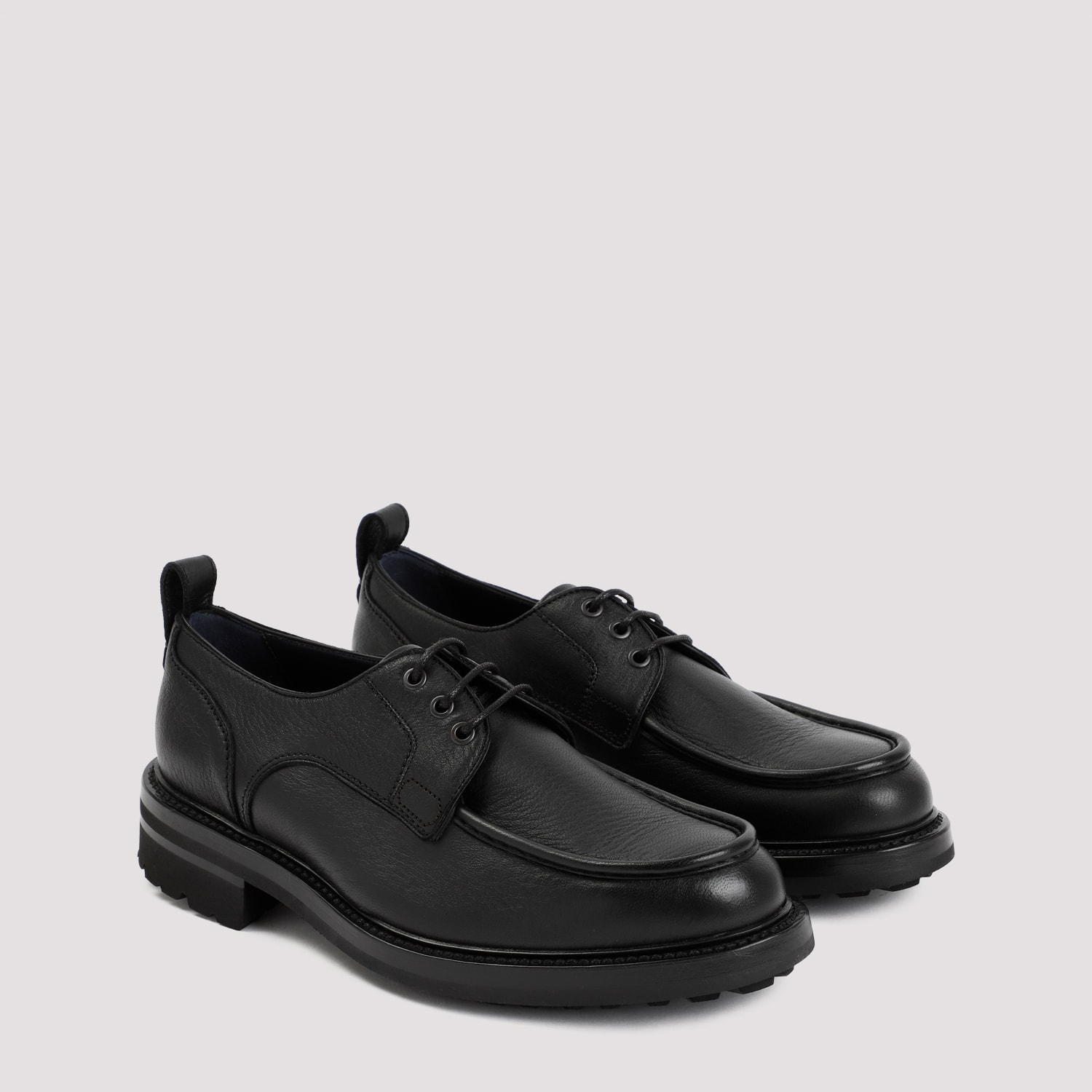 Shop Brioni Leather Derbies In Black