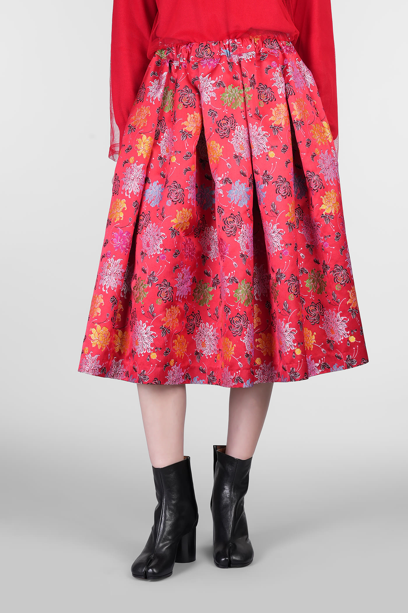Shop Comme Des Garçons Skirt In Red Polyester