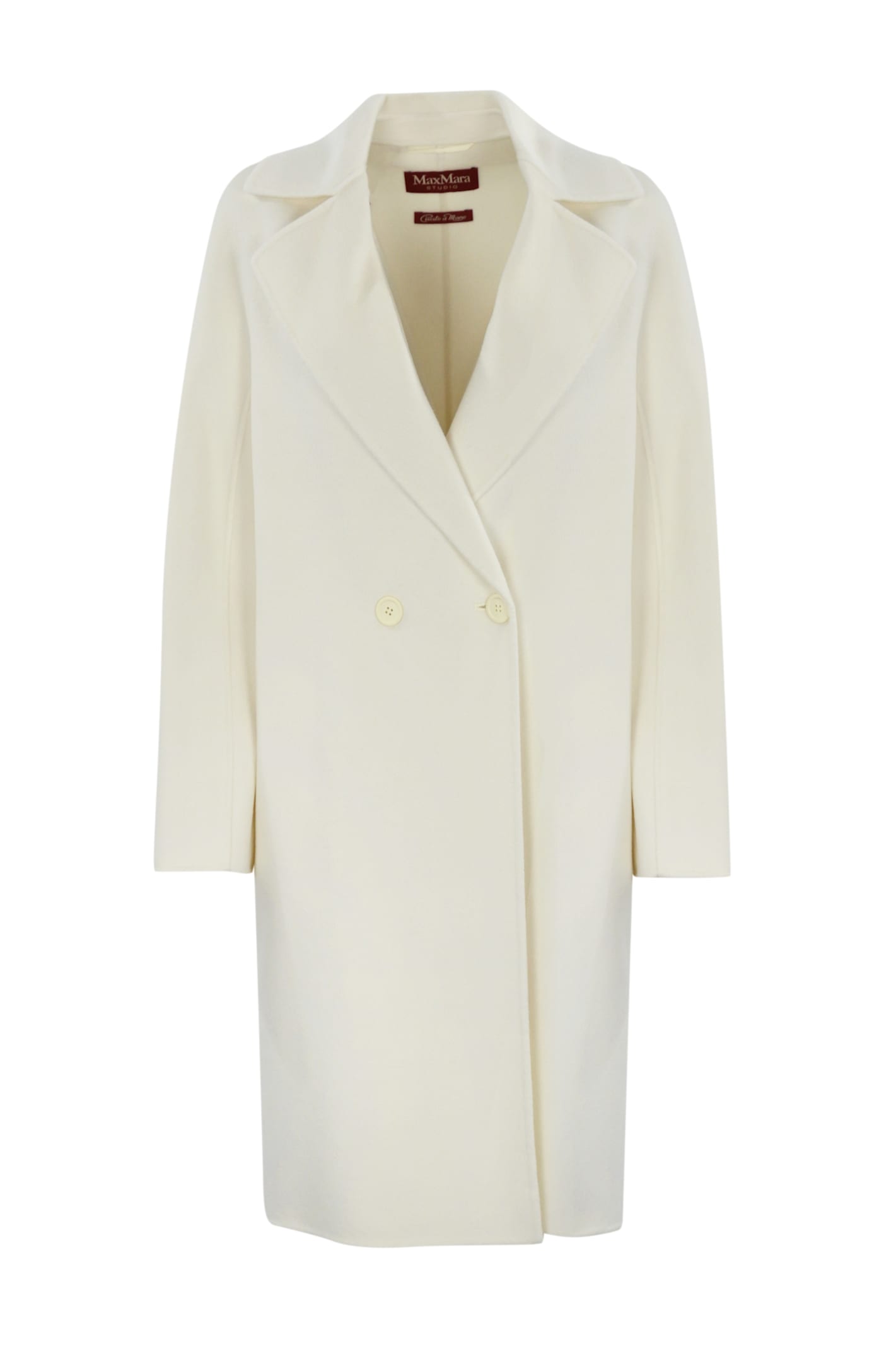 Shop Max Mara Goya Coat In Wool And Cashmere In White