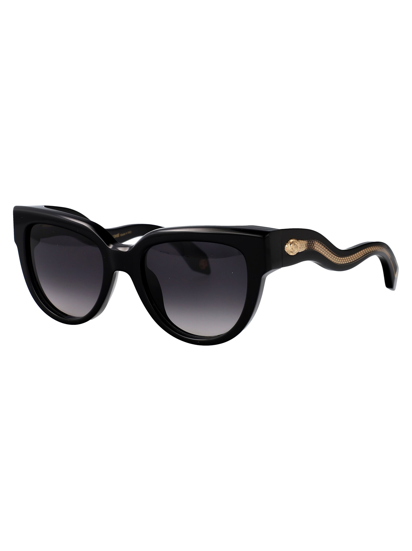Shop Roberto Cavalli Src054 Sunglasses In Nero Lucido
