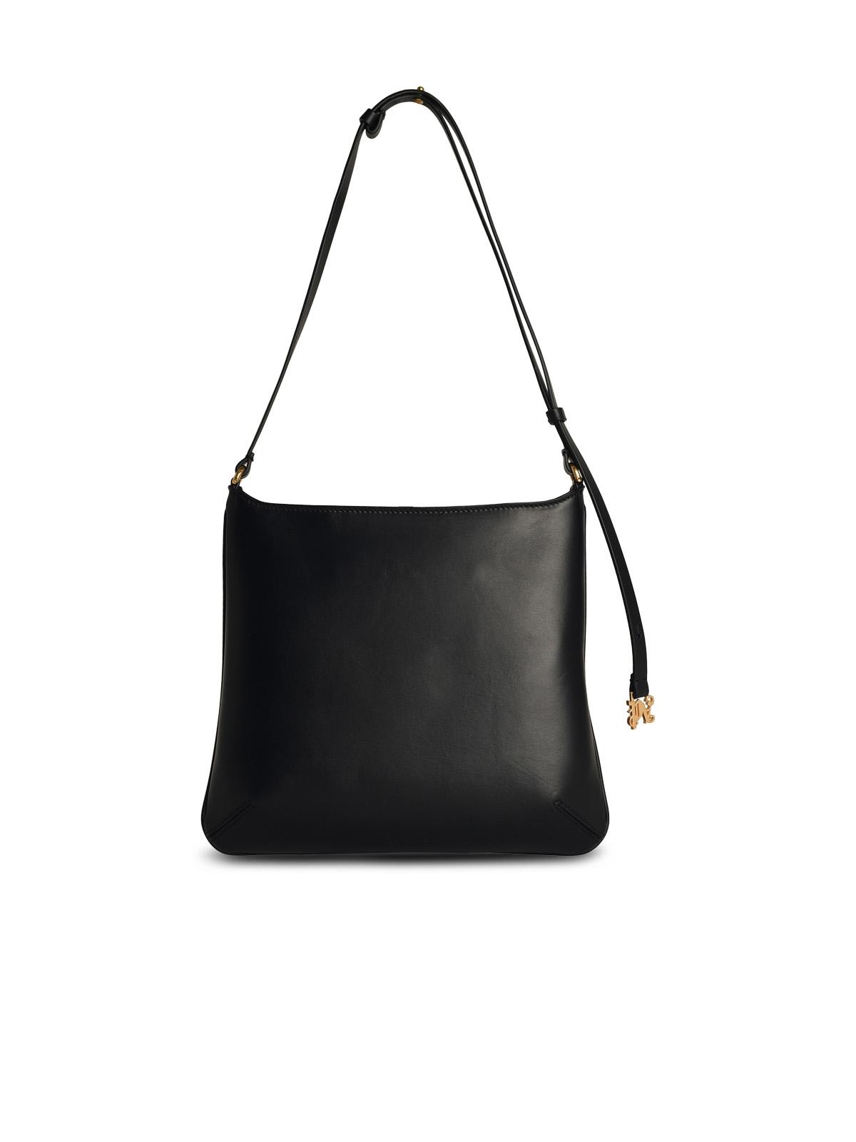 Shop Palm Angels Giorgina Black Leather Bag In Black/white