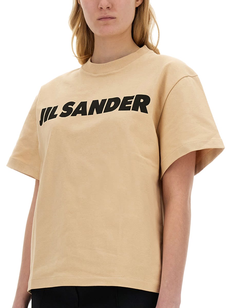 Shop Jil Sander Logo T-shirt In Dark Sand