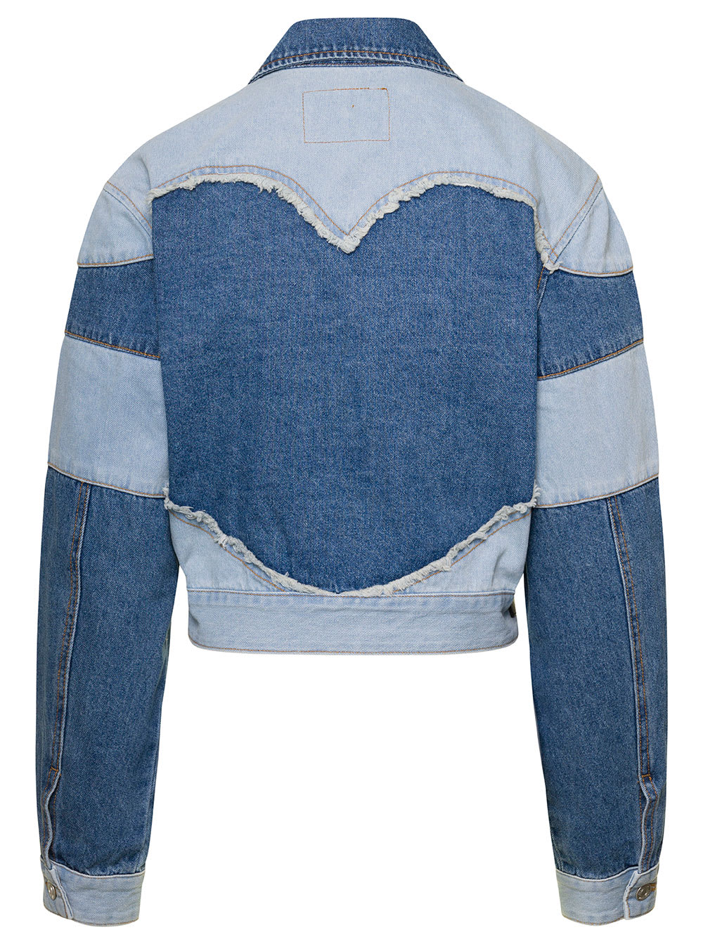 Shop Andersson Bell Mahina Blue Denim Patchwork Jacket With Heart-shaped Detail In Cotton Woman