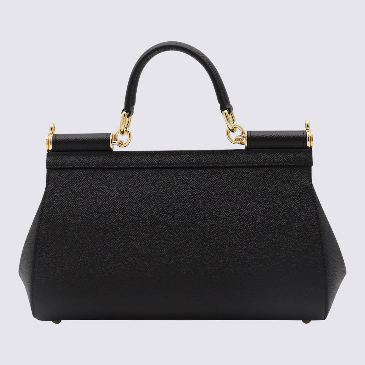 Shop Dolce & Gabbana Black Leather Miss Sicily Top Handle Bag