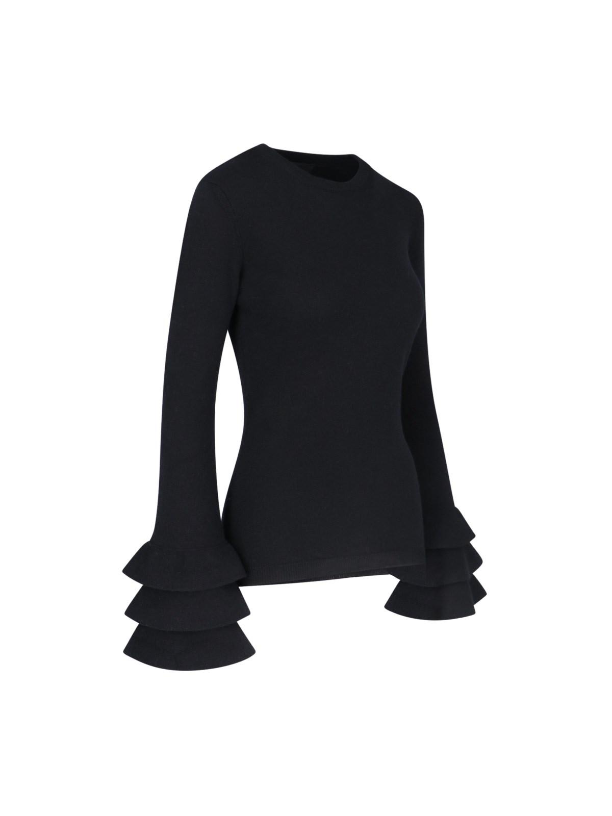 Shop Valentino Ruffled Sweater In Black