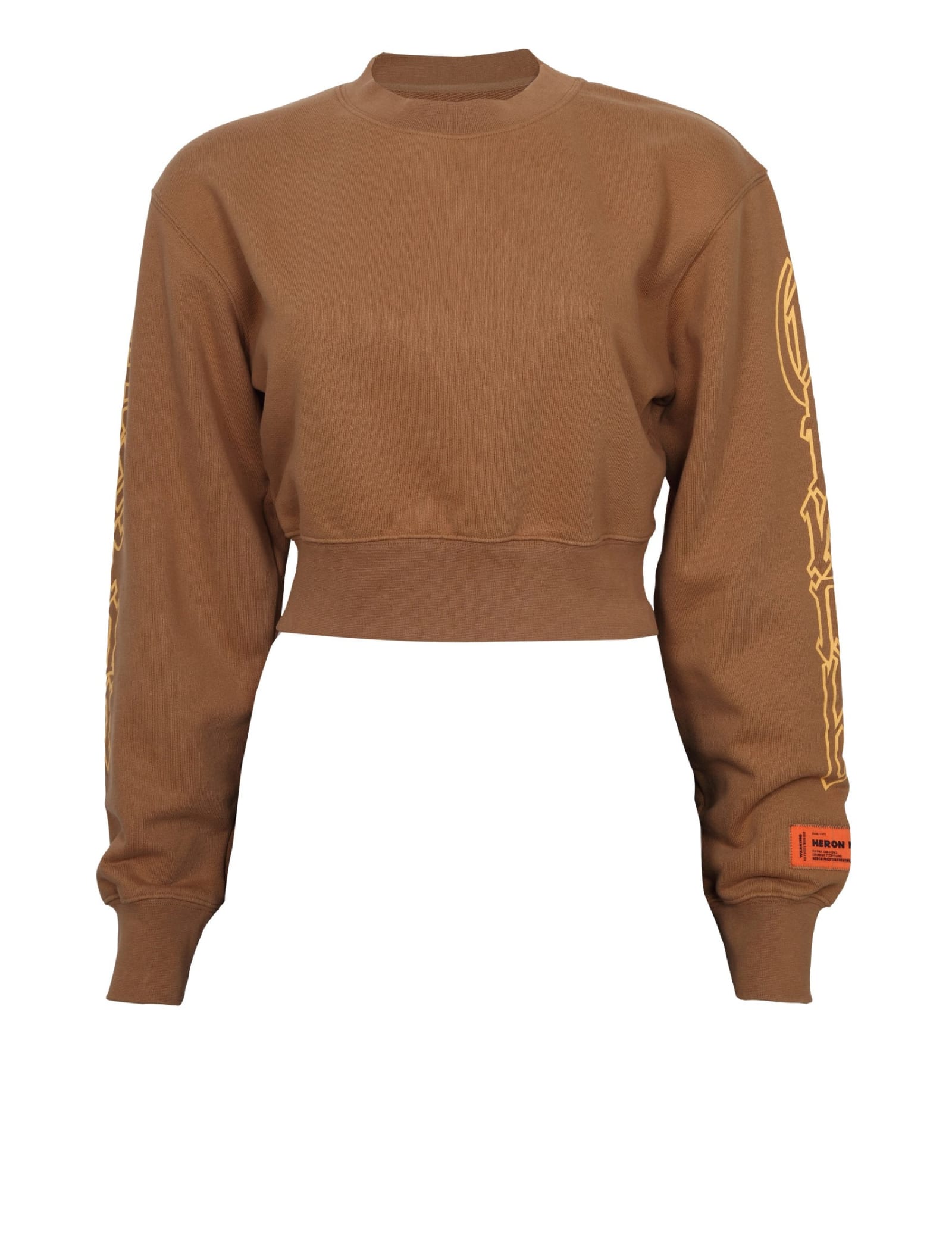 HERON PRESTON Cropped Sweatshirt In Tobacco Color Cotton