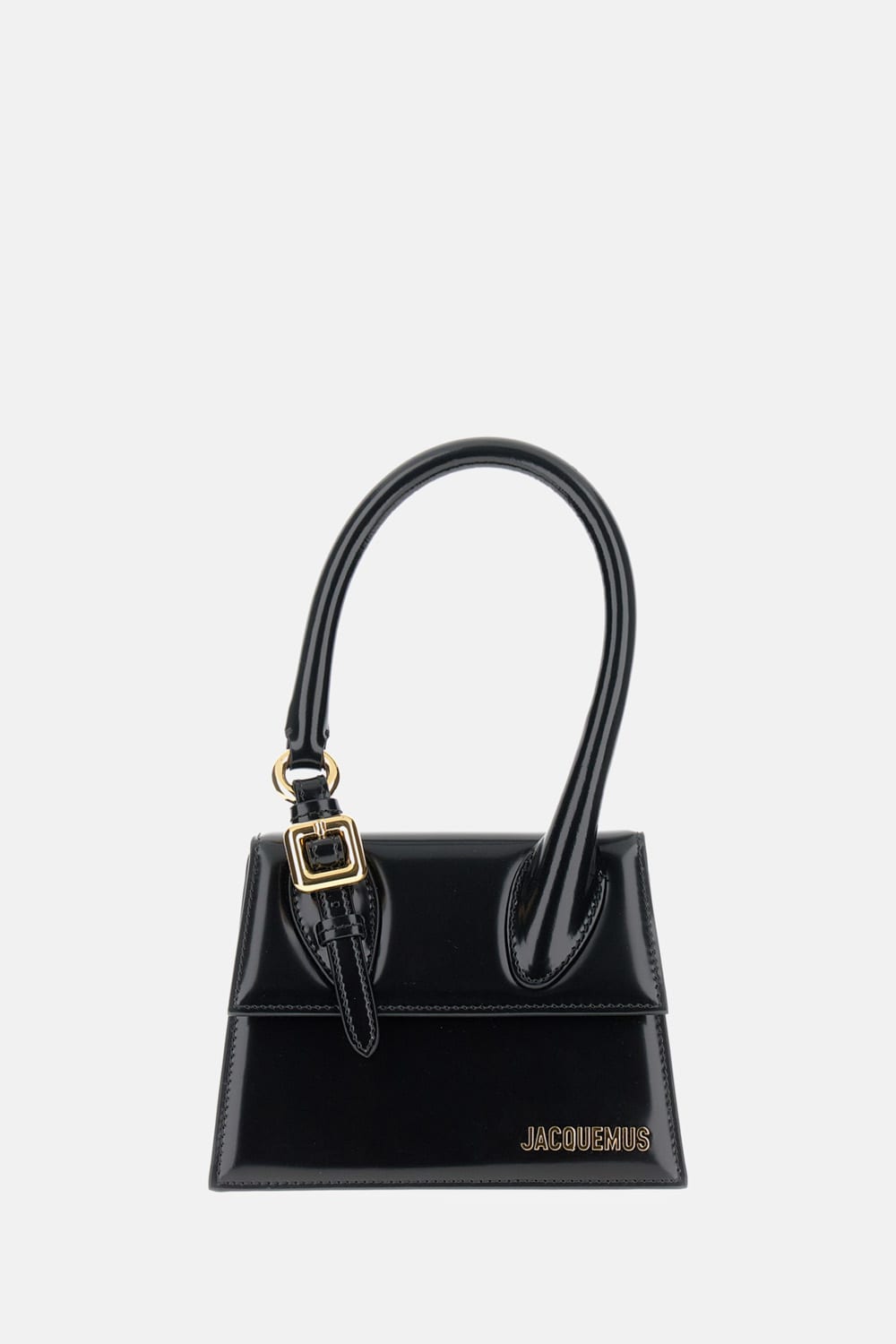 Jacquemus Trapezoidal Leather Handbag With Gold-tone Details In Black