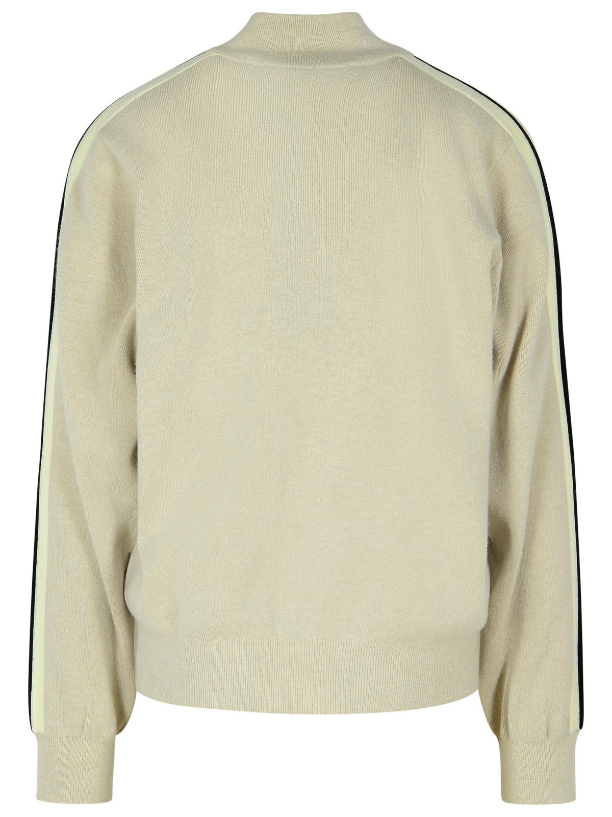 Shop Palm Angels Track Grey Wool Blend Sweatshirt In Beige