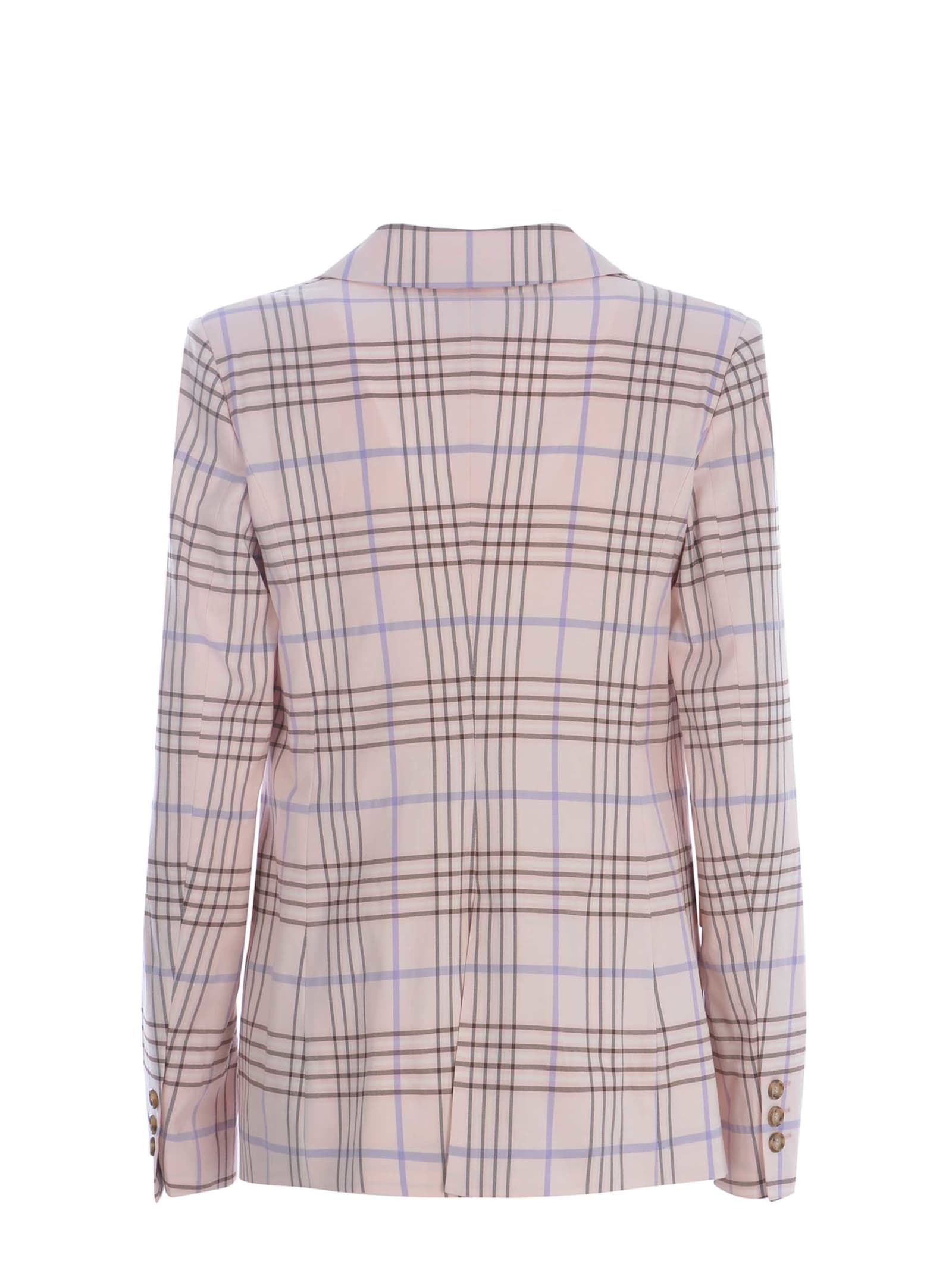 Shop Manuel Ritz Double-breasted Jacket  Check Viscose Blend In Rosa