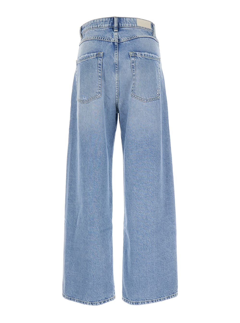 Shop Icon Denim Blue Wide Leg Jeans In Denim Woman