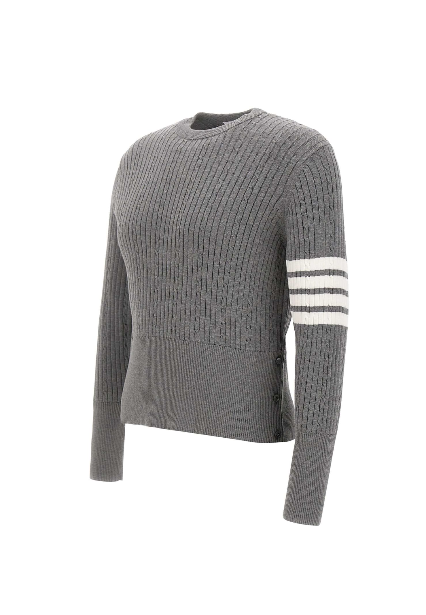 THOM BROWNE BABY CABLE RIB STITCH COTTON PULLOVER