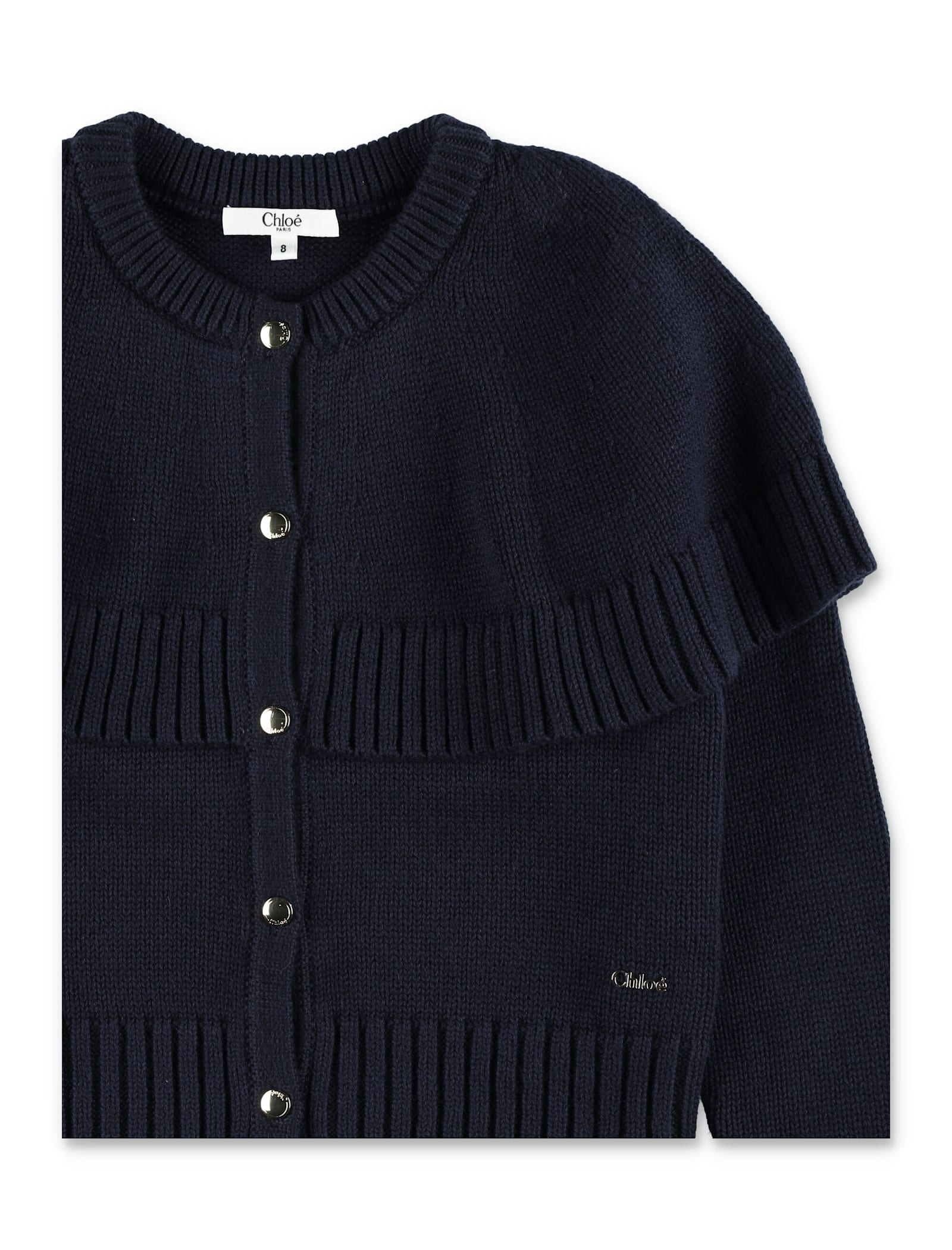 Chloé Kids Knitted Cape Cardigan In Blue