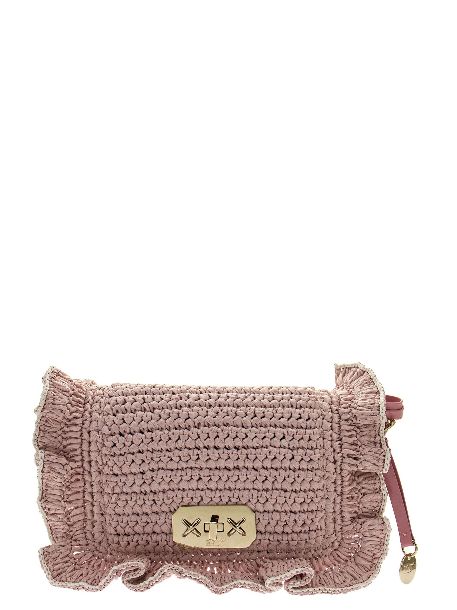 RED Valentino Shoulder Bag In Raffia With Ruffles