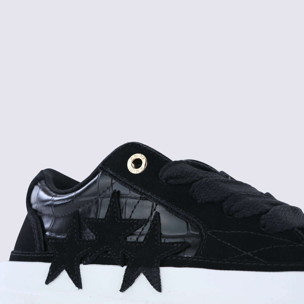 Amiri Sunset Skate Crocodile-effect Suede Sneakers In Black