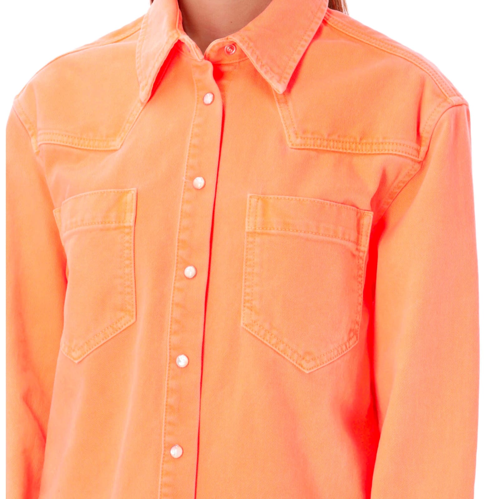 Shop Palm Angels Cotton Denim Shirt In Orange