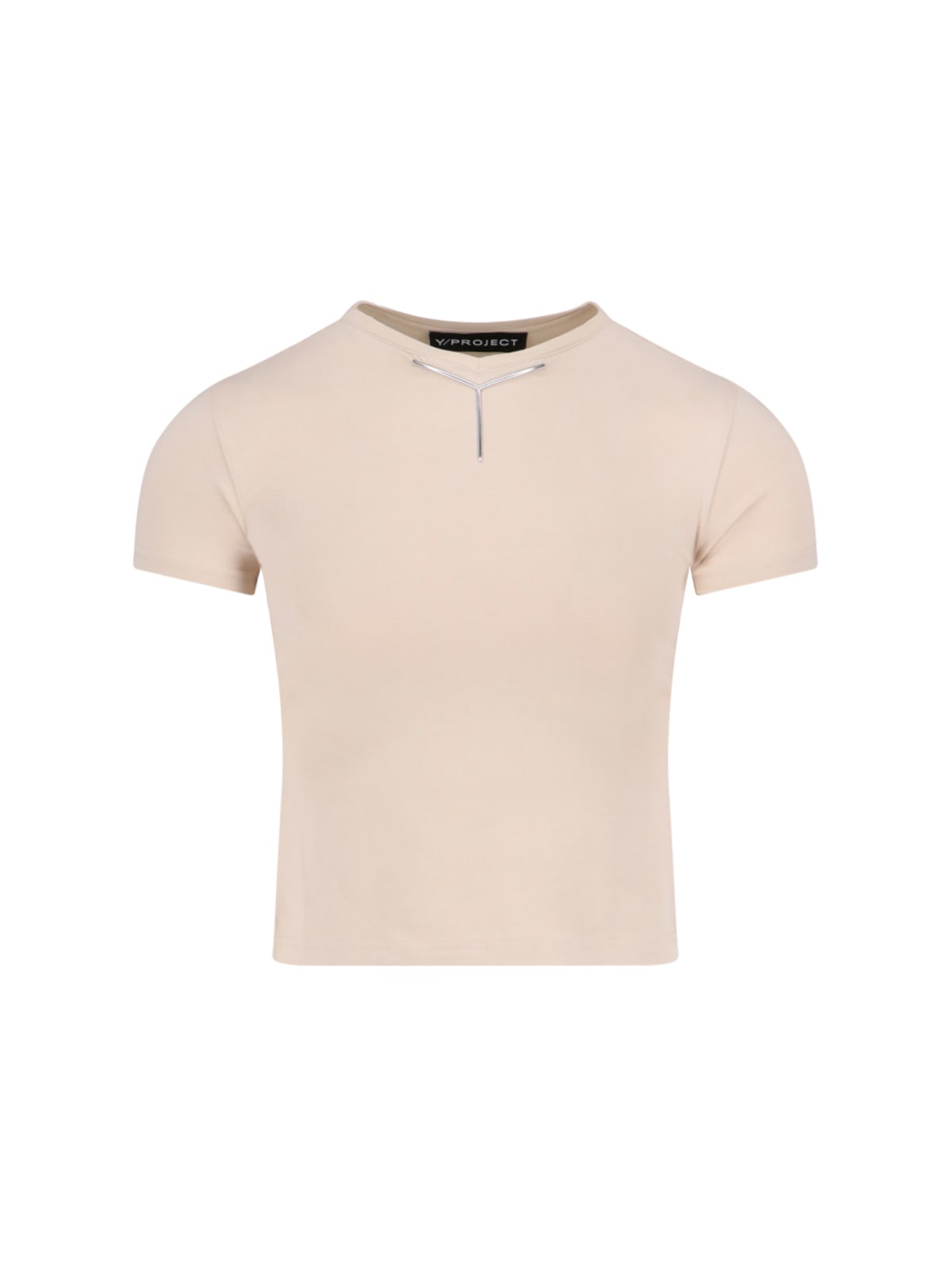 Y/project "y Chrome Baby" Logo T-shirt In Beige