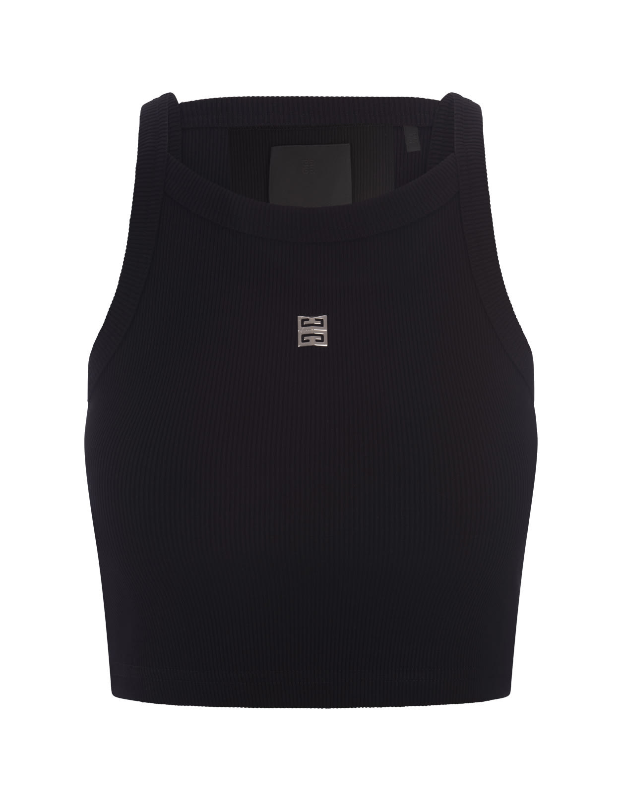 Shop Givenchy Black Crop Top With Logo Plaque