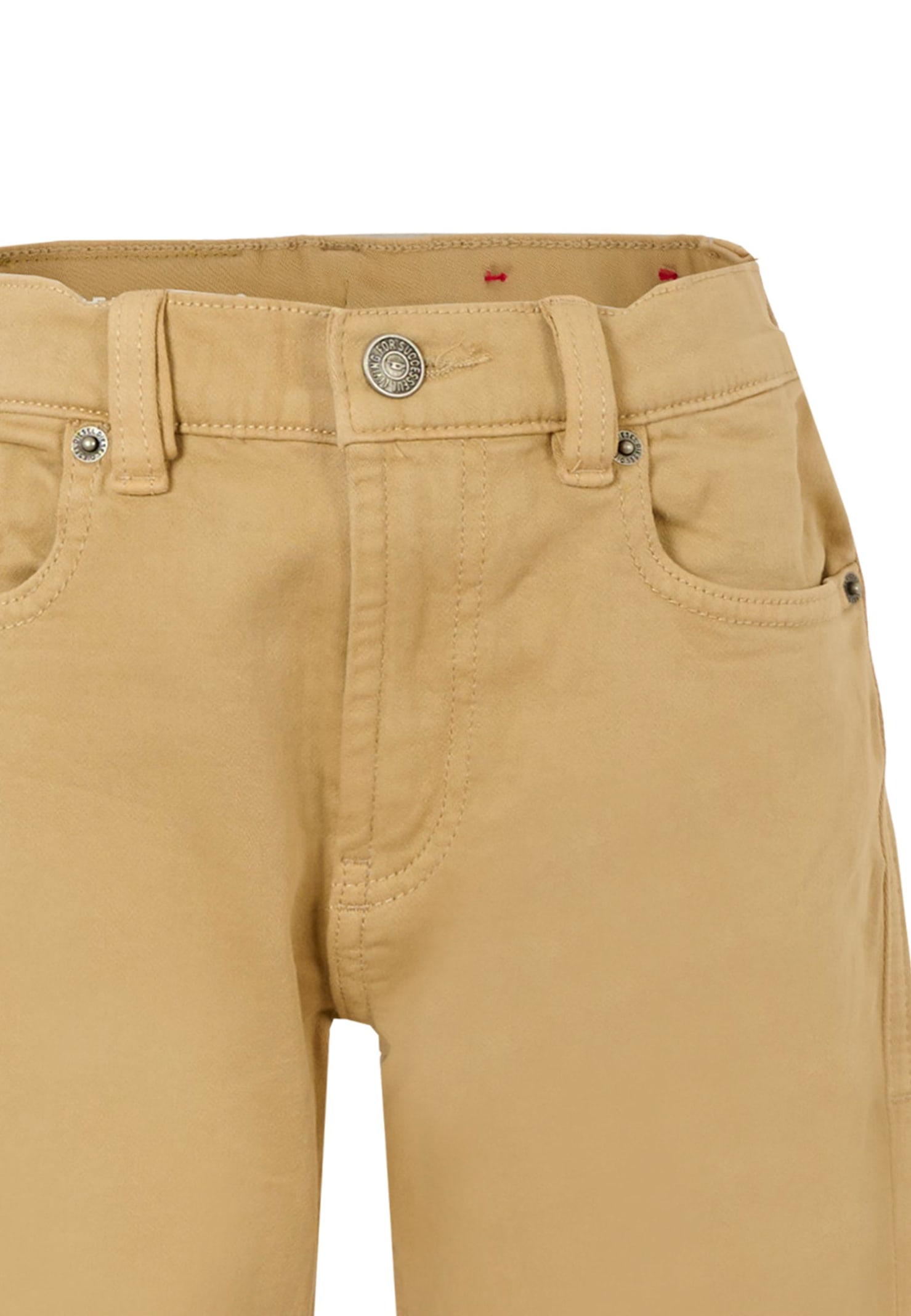 Diesel Beige Trousers For Boy With Logo In Gold
