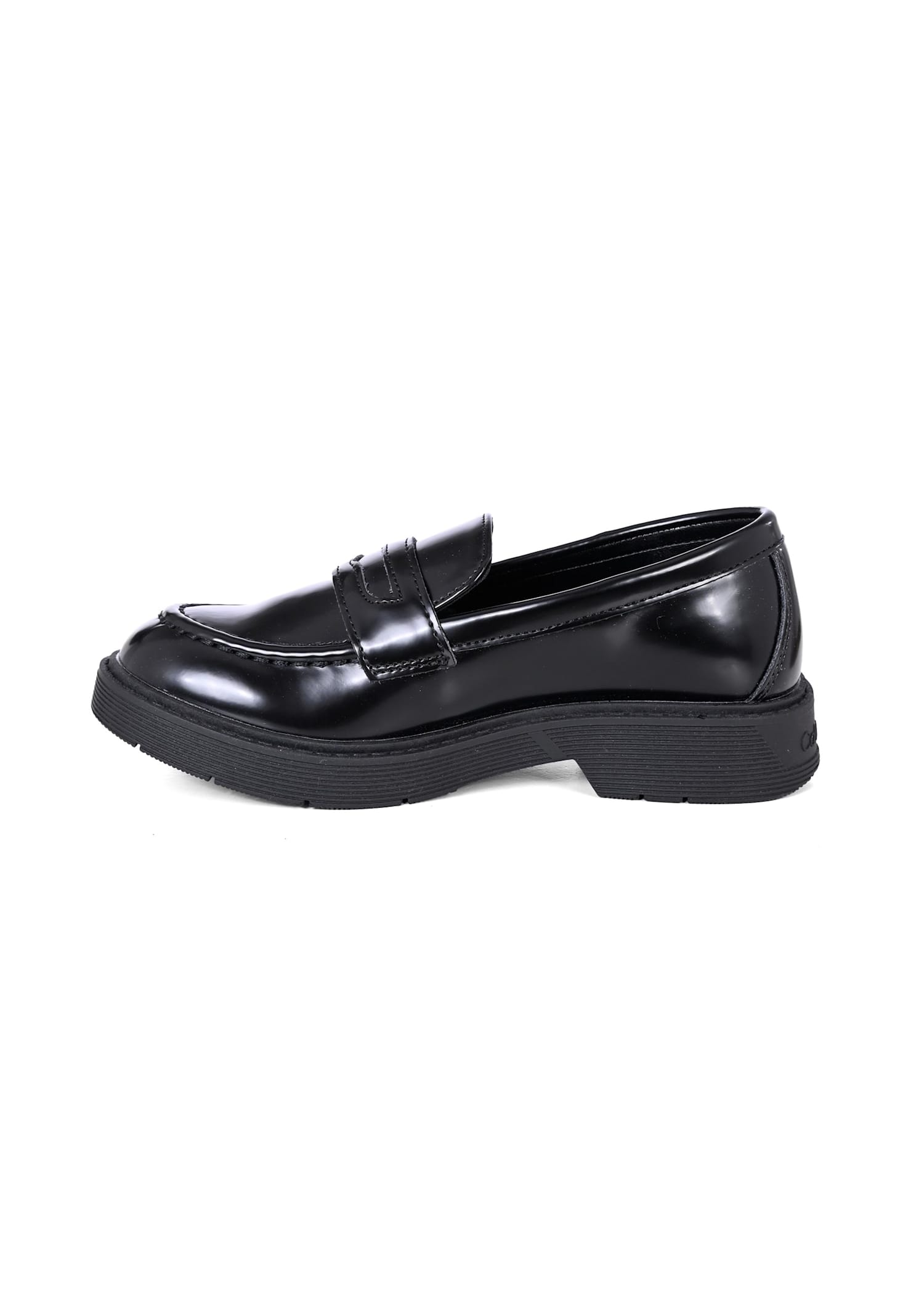 Calvin Klein Black Moccasins For Kids With Logo In Black