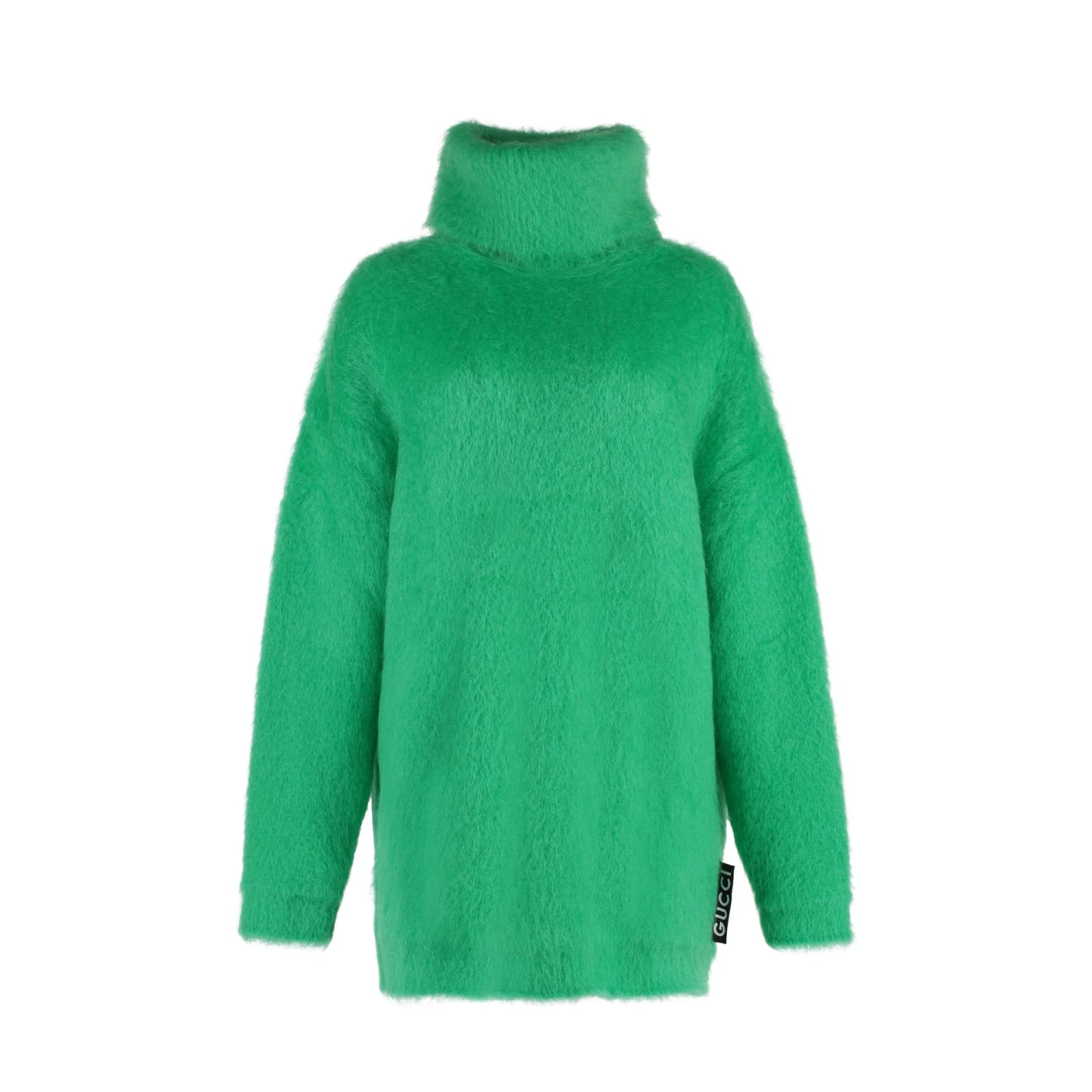 Shop Gucci Mohair-blend Mini Sweater Dress In Green