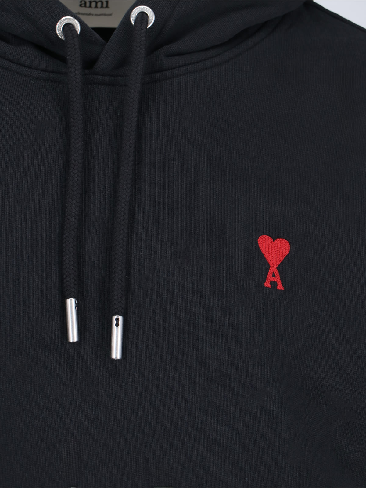Ami Alexandre Mattiussi Ami Black Cotton Hoodie With Embroidered Logo And Functional Pockets In Black