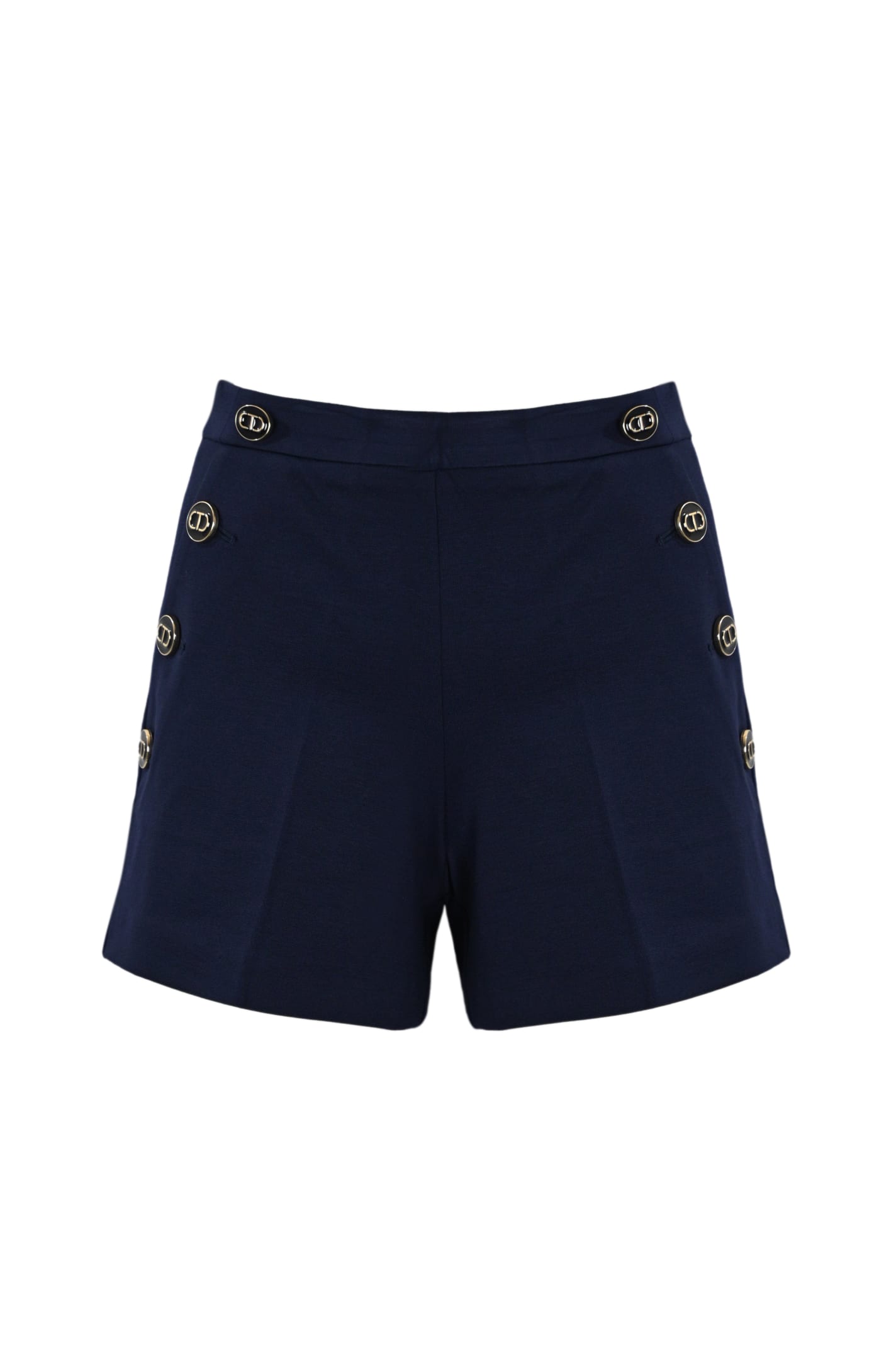 Twinset Oval T Button Shorts In Mid Blu