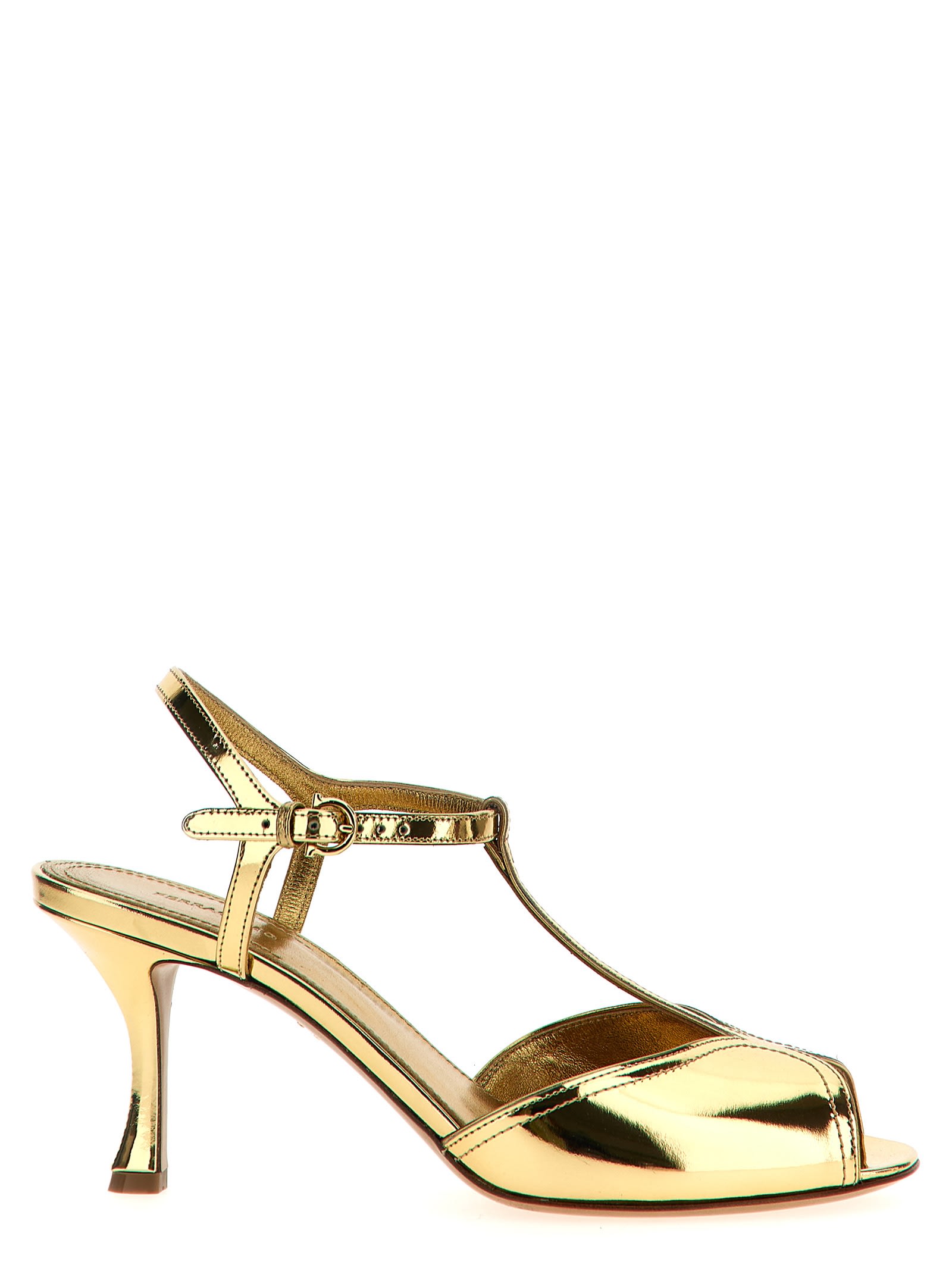 Shop Ferragamo Ely Sandals In Gold
