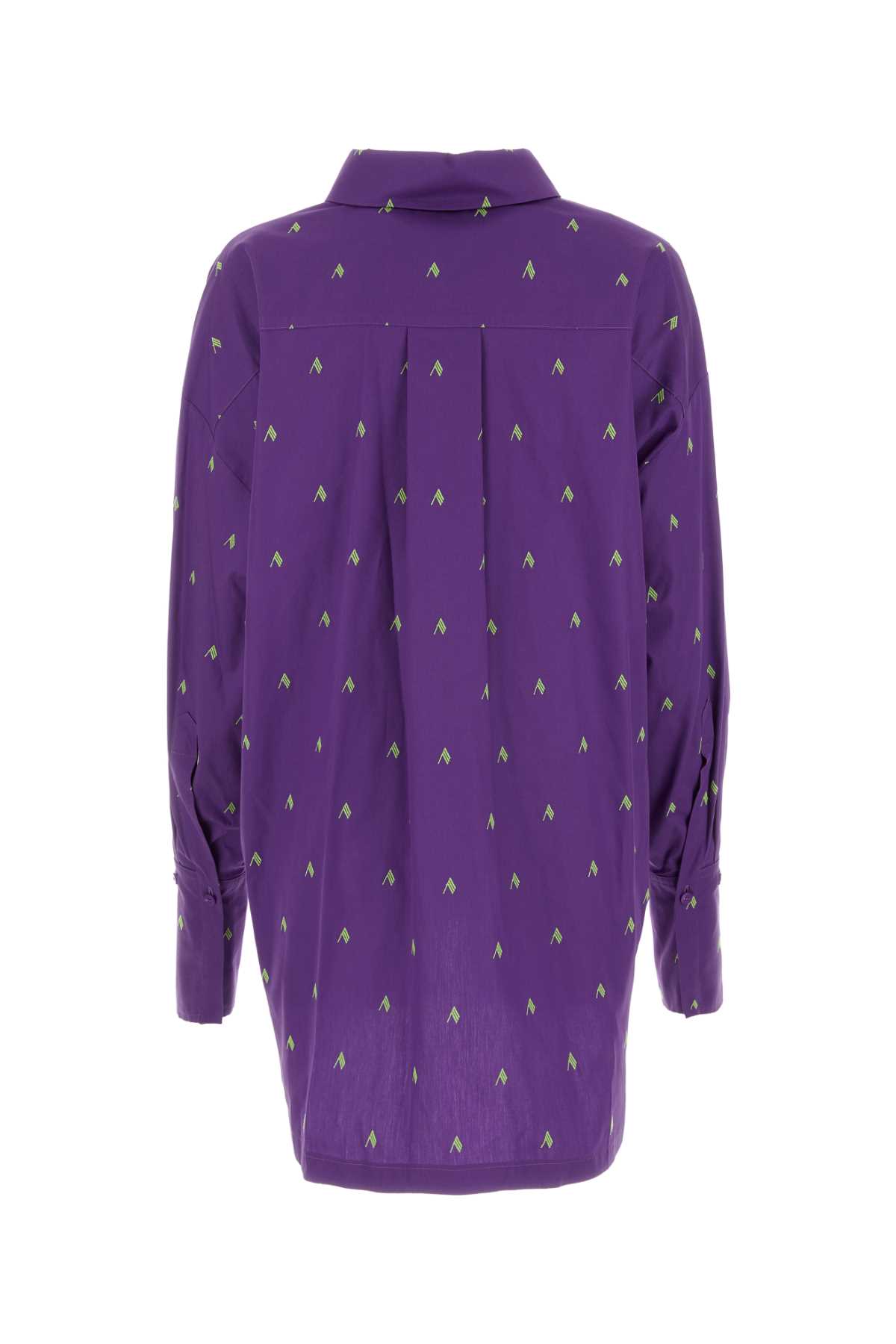 Shop Attico Embroidered Poplin Diana Shirt In Purplelightgreen