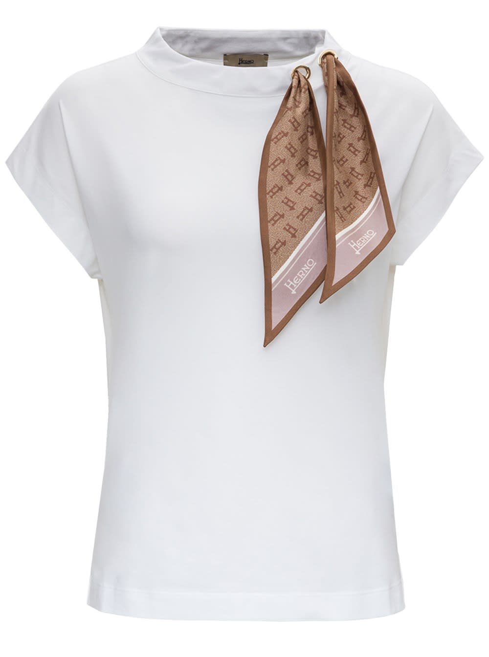 Herno Jersey T-shirt With Scarf Ddetail