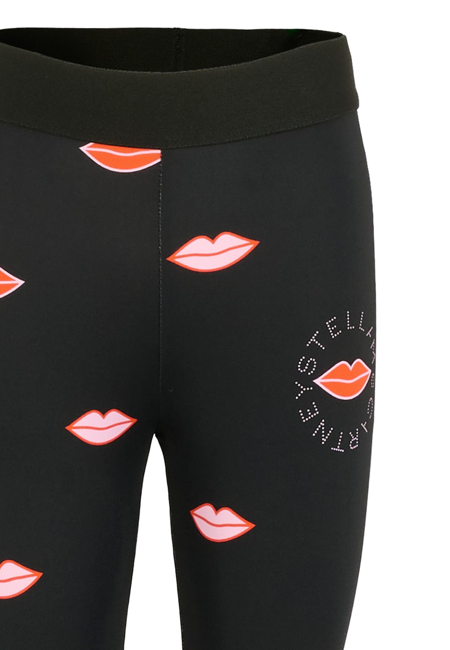 Stella Mccartney Black Leggings For Girl With Mouth In Black