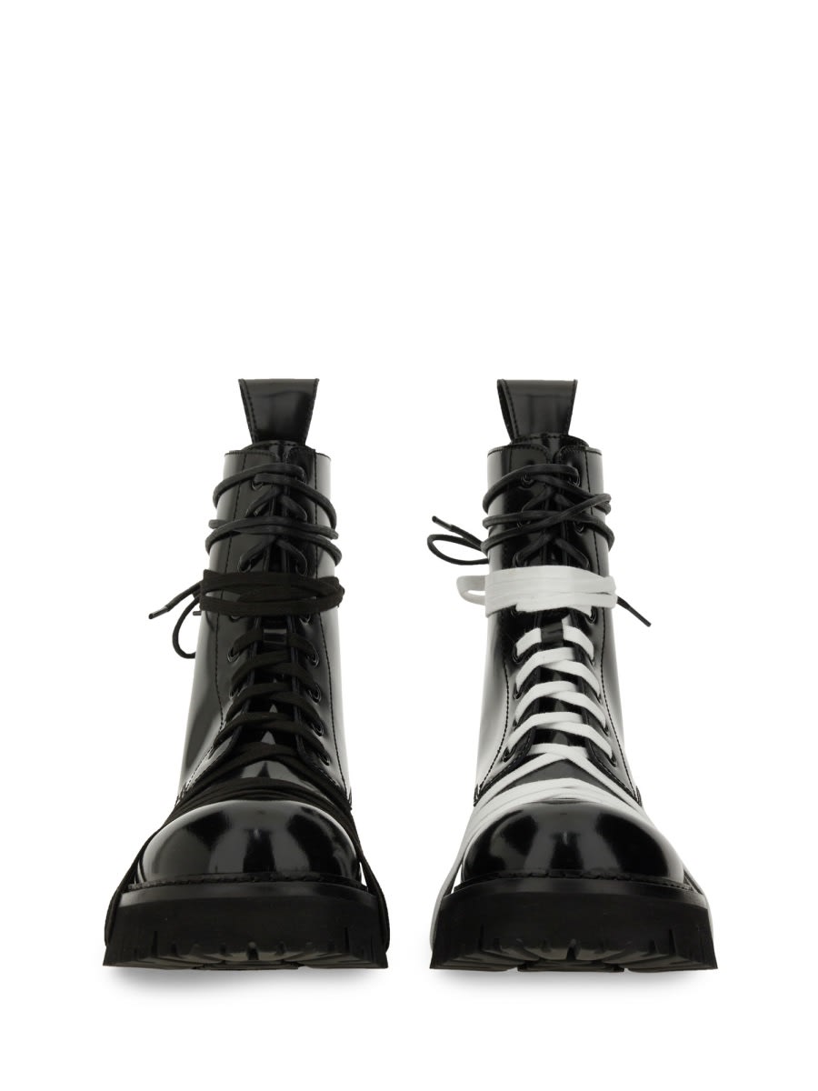 Moschino Glossy Leather Lace-up Boot With Sole