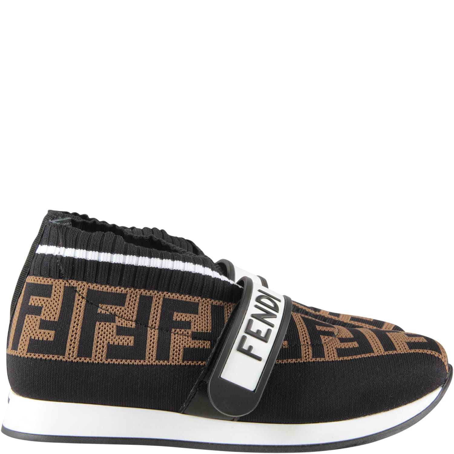 Fendi Black Sneakers With Ff For Kids
