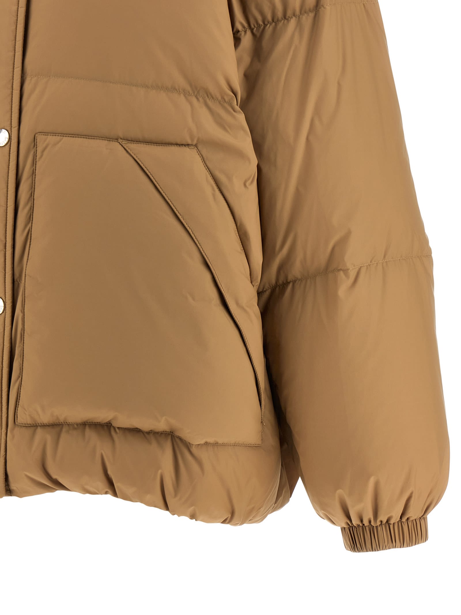 Salomon Fur Insert Down Jacket In Brown