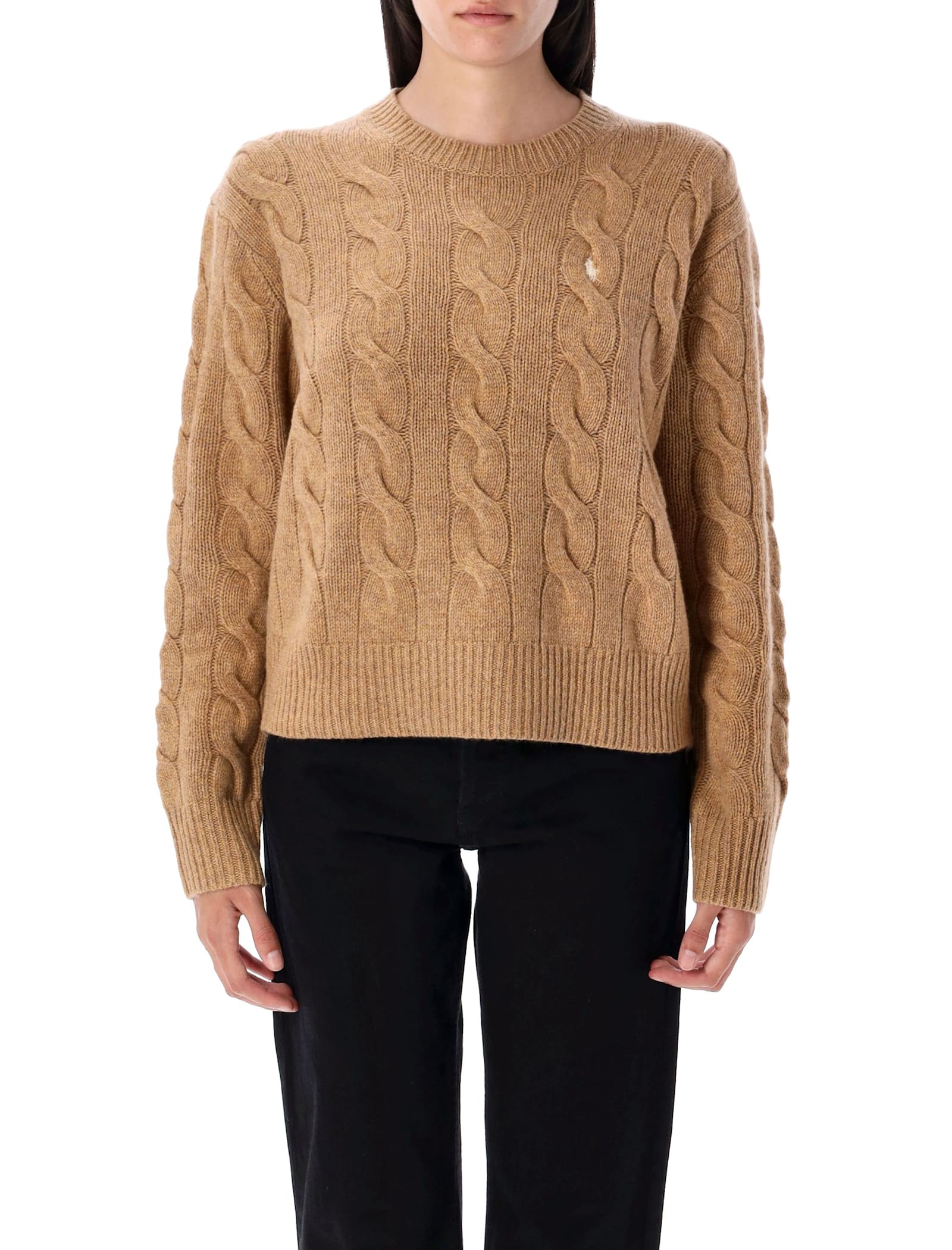 Polo Ralph Lauren Wool And Cashmere Cable-knit Sweater In Brown
