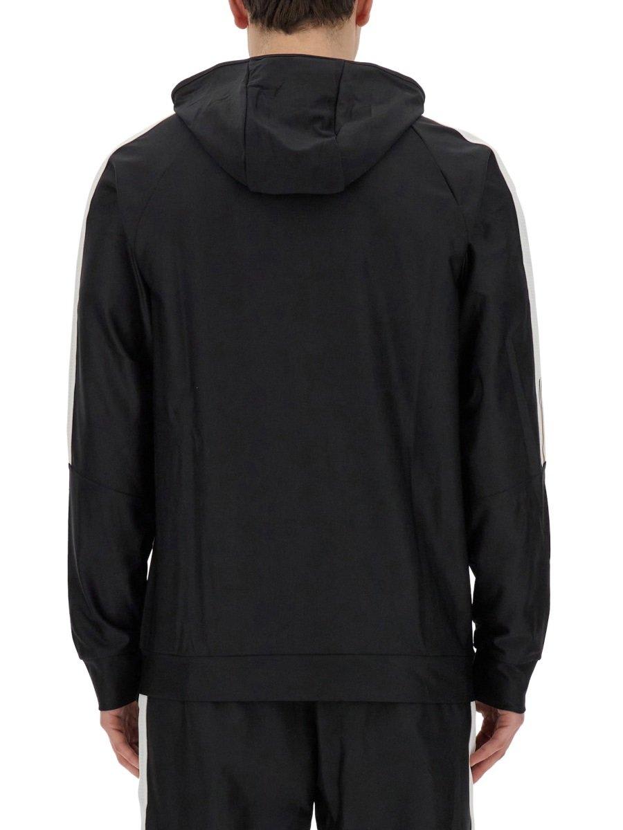 Shop Hugo Boss X Matteo Berrettini Signature-strip Artwork Hoodie In Black