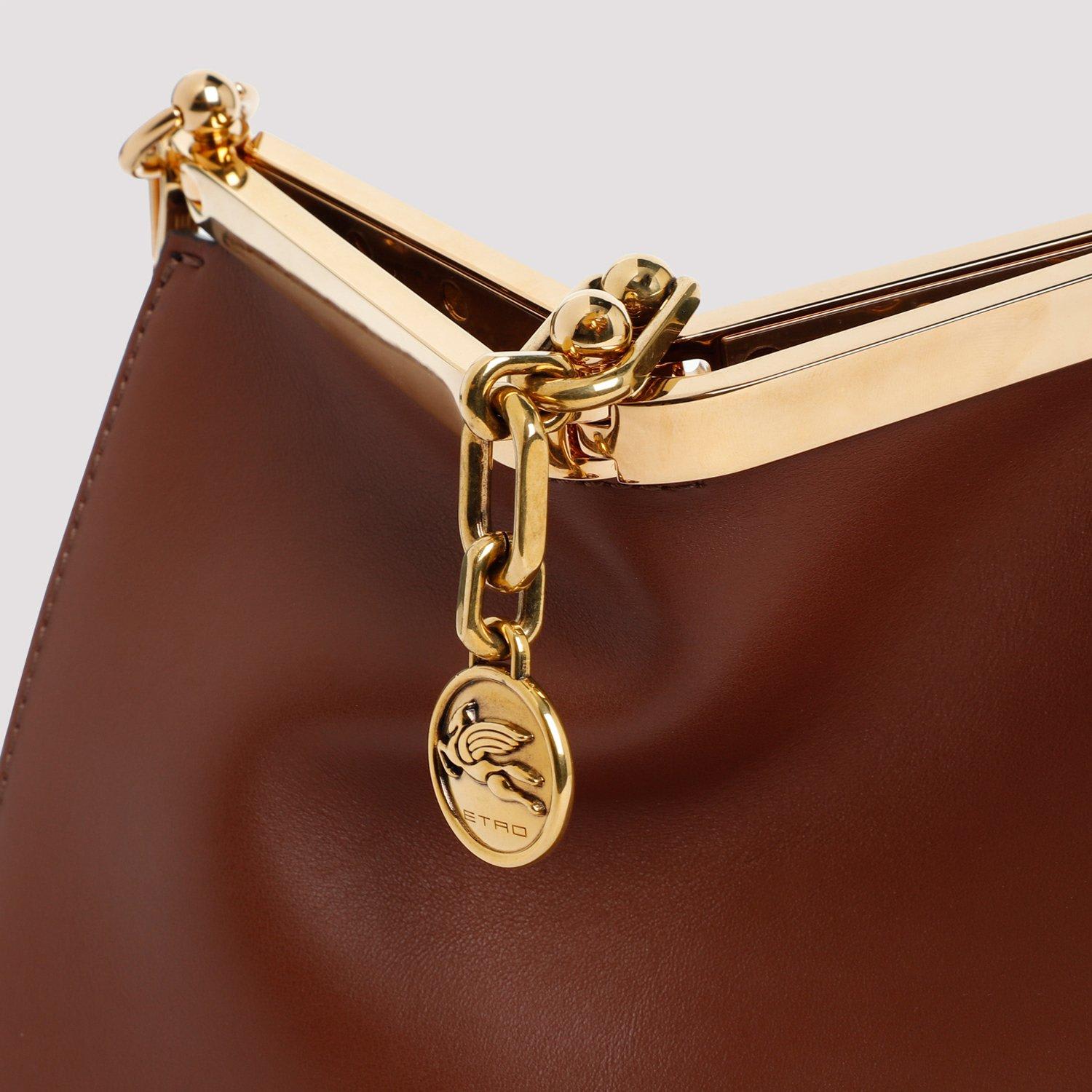 Shop Etro Vela Logo Charm Mini Shoulder Bag In Marrone