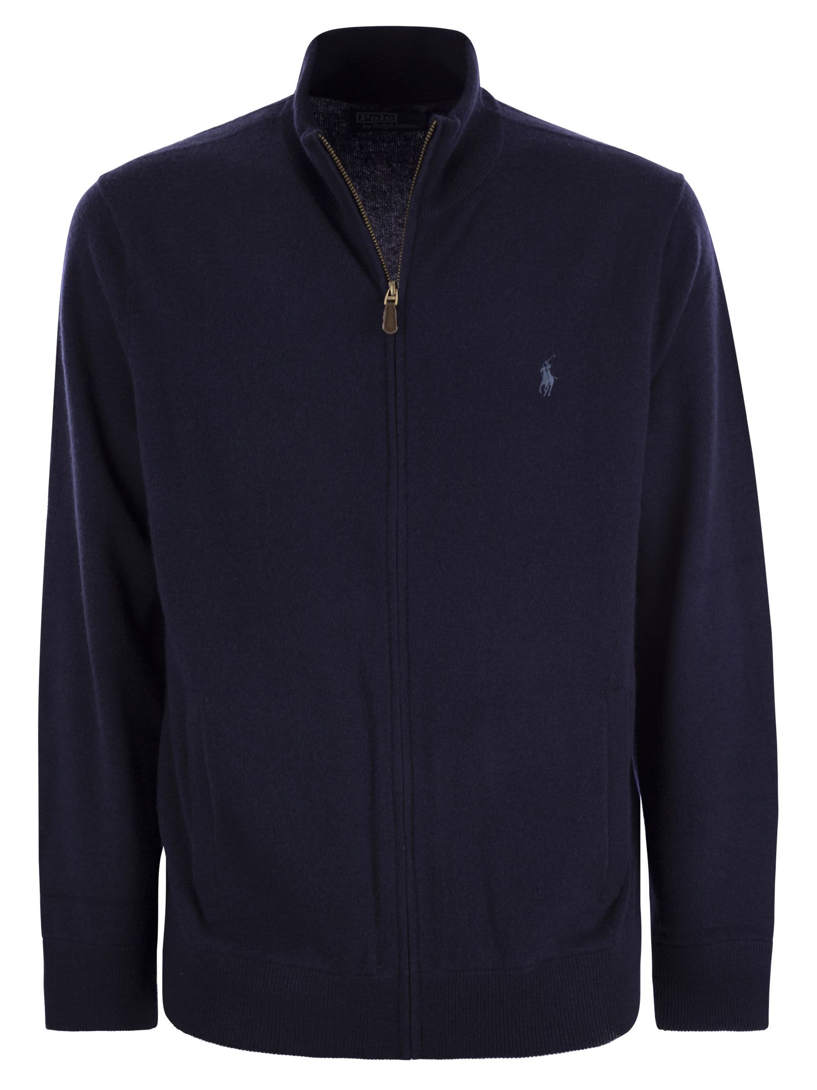 Shop Polo Ralph Lauren Wool Sweater With Zip In Blue