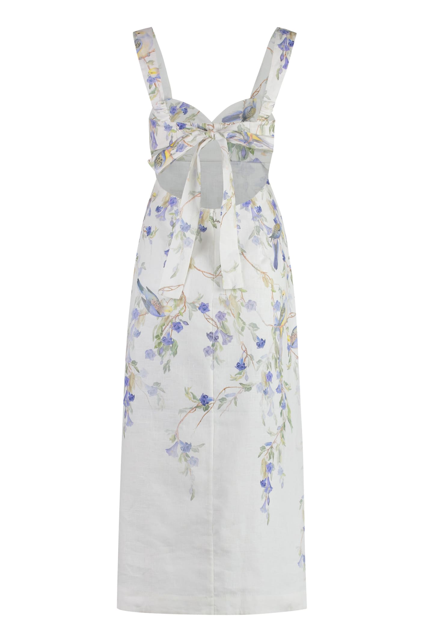 Shop Zimmermann Natura Printed Linen Dress In White/blue