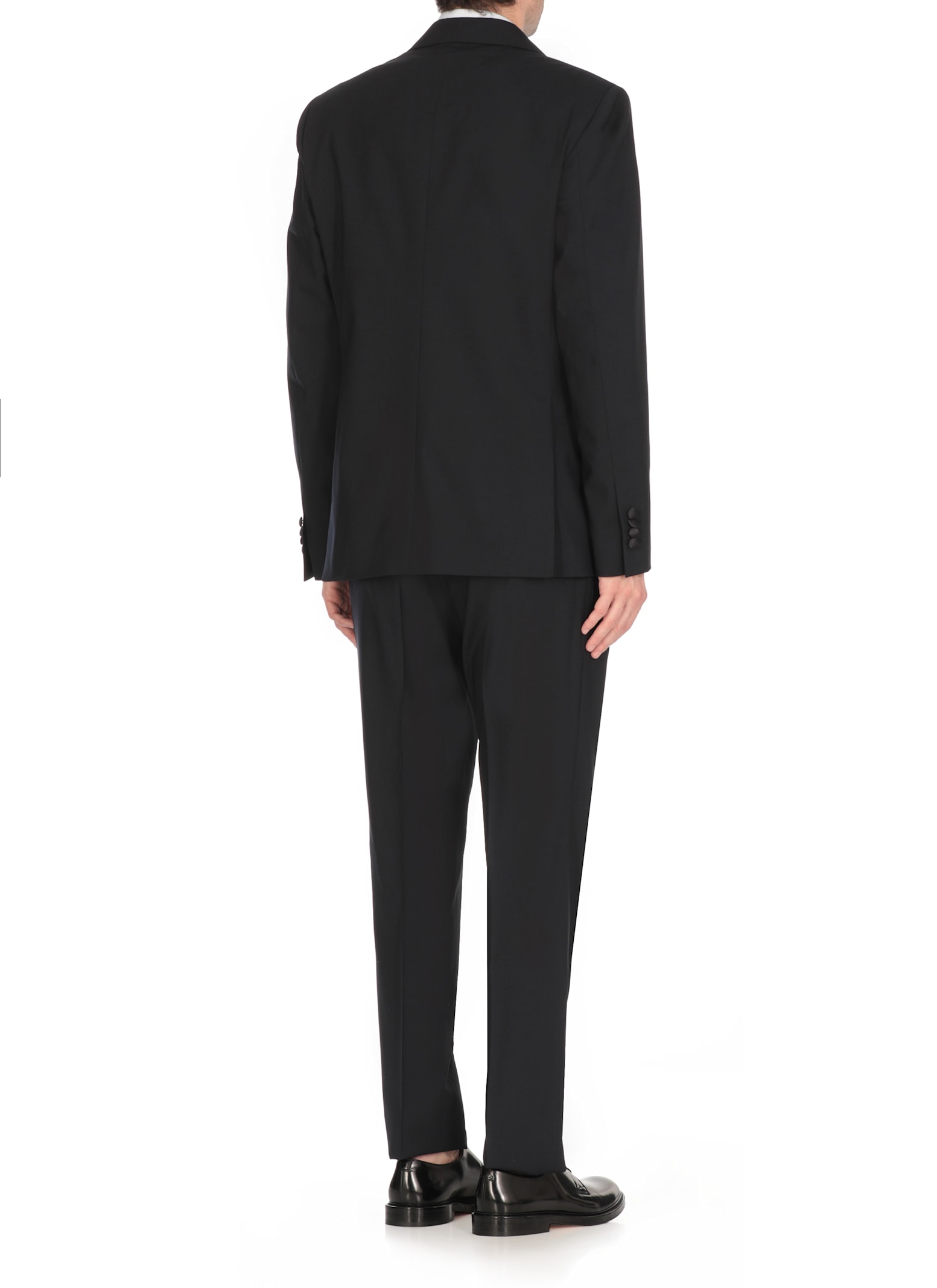 Lardini Suit Wool Double-breasted Jacket In Black