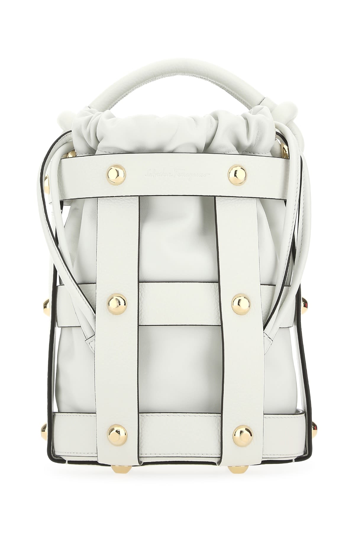 Ferragamo Stud-embellished Bucket Bag In White