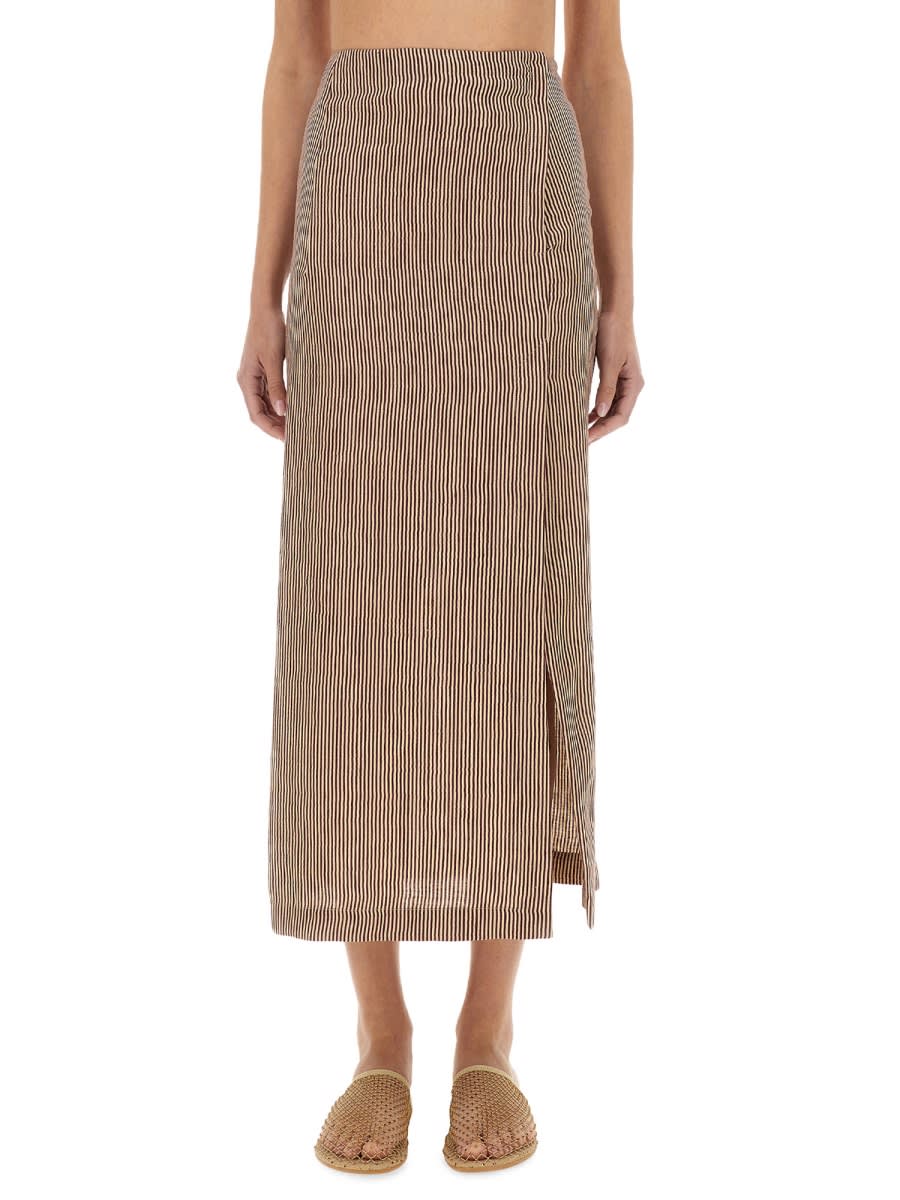 micro Stripe Longuette Skirt