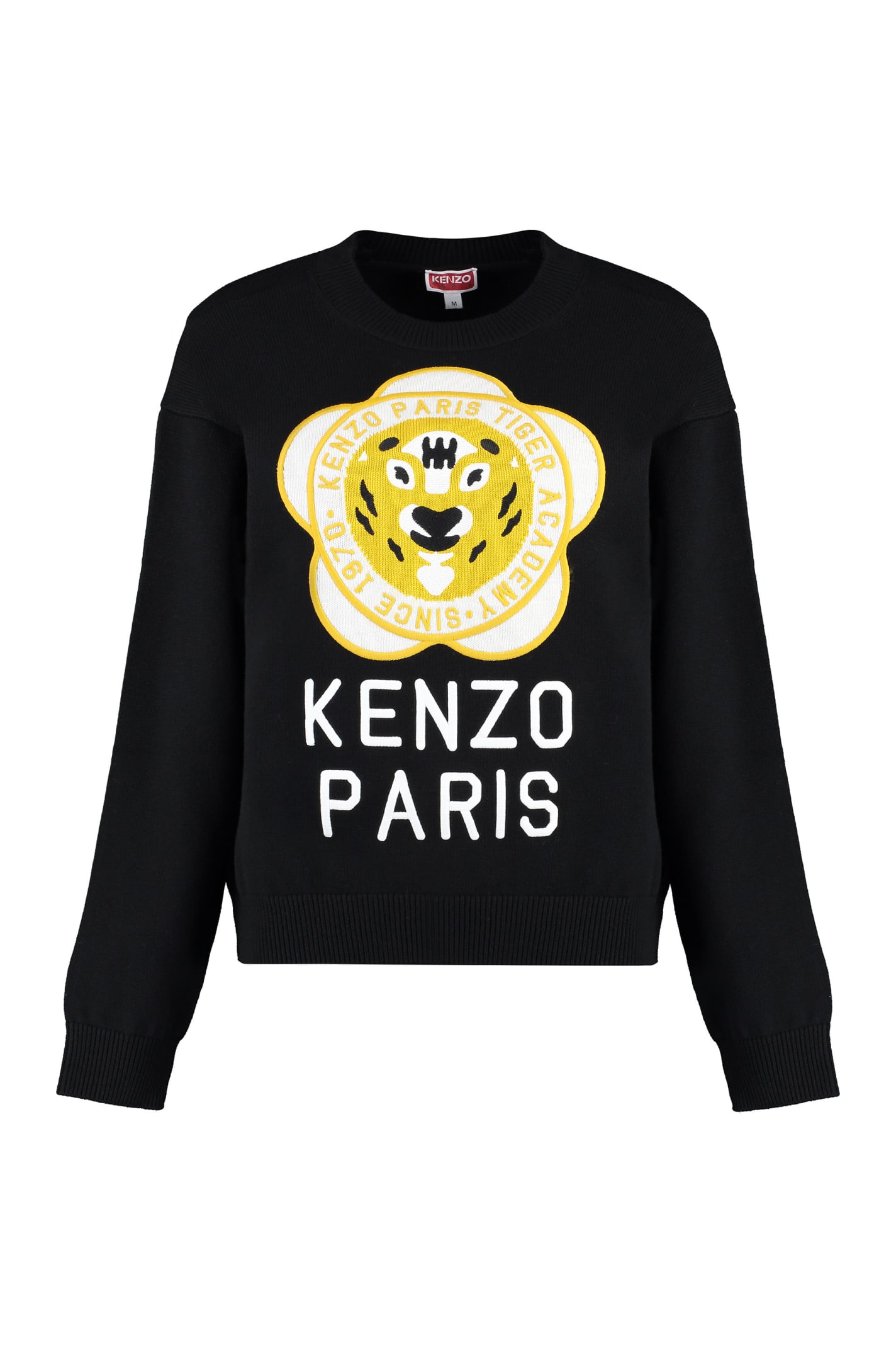 Shop Kenzo Wool-blend Crew-neck Sweater In Black